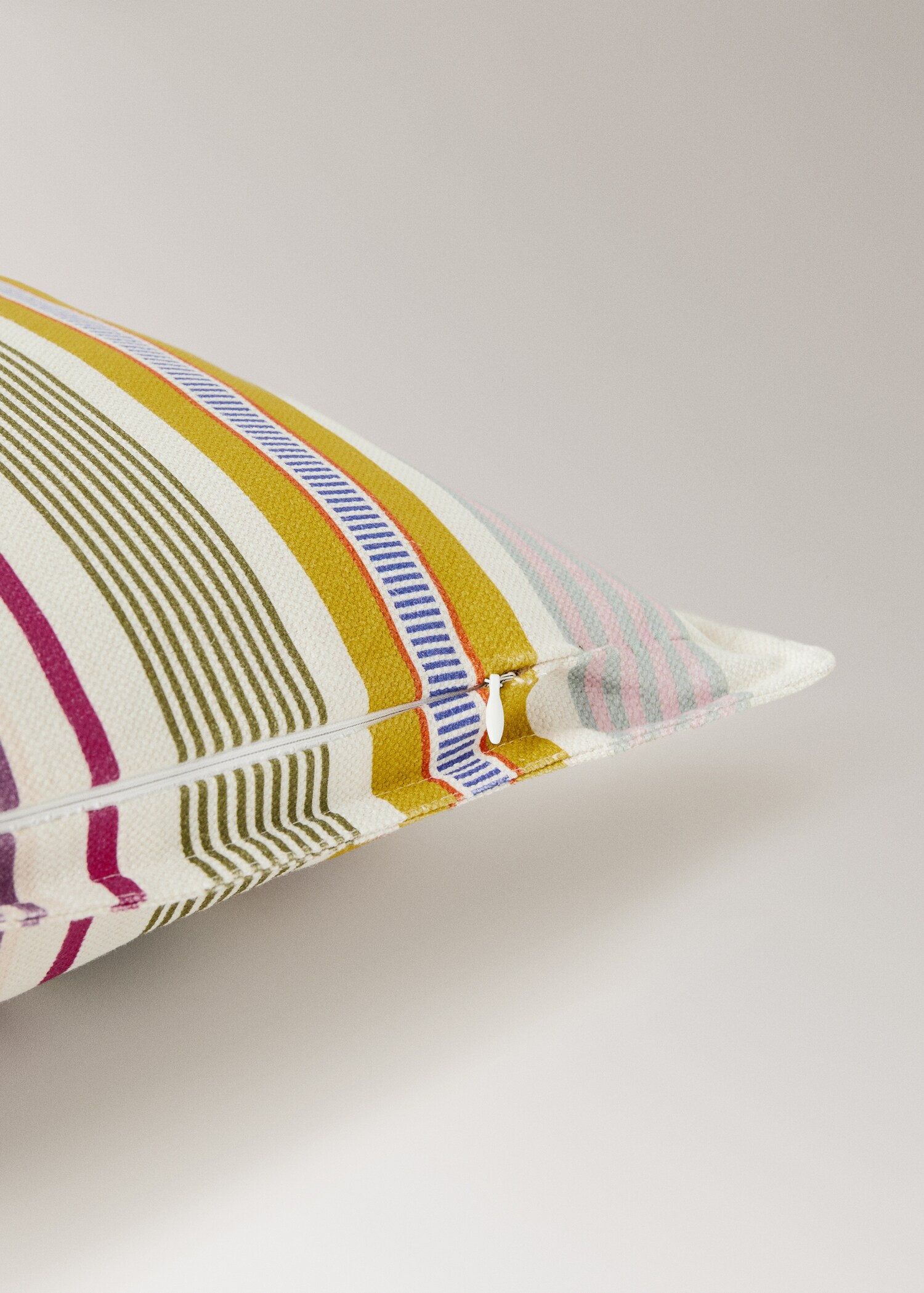 Multistriped linen cotton cushion cover 40x60 cm - Details of the article 2