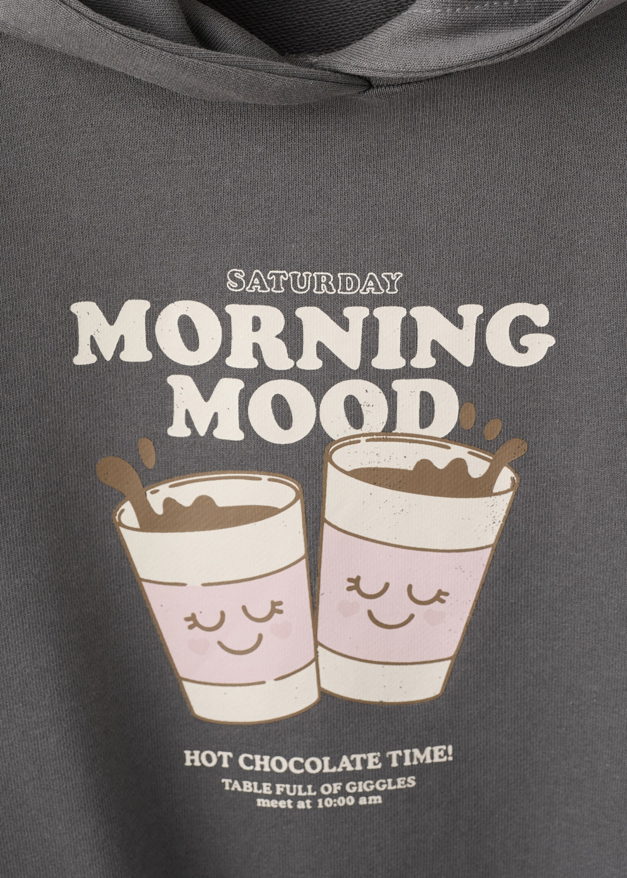 Printed hoodie - Details of the article 8, Charcoal. Ref: 27003715-00.