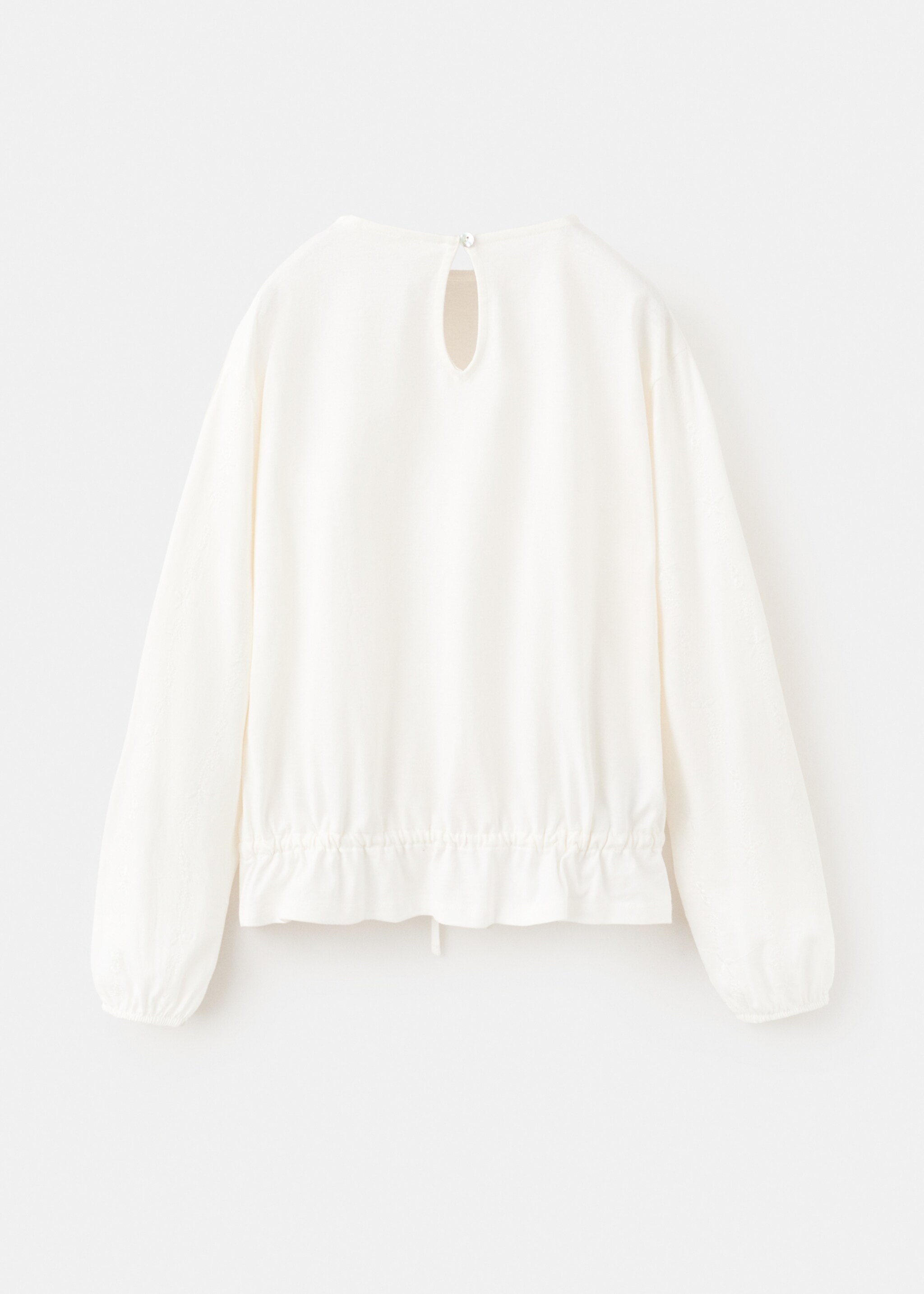 Camiseta algodón detalles bordados - Reverso del artículo, Blanco roto. Ref: 27003723-00.