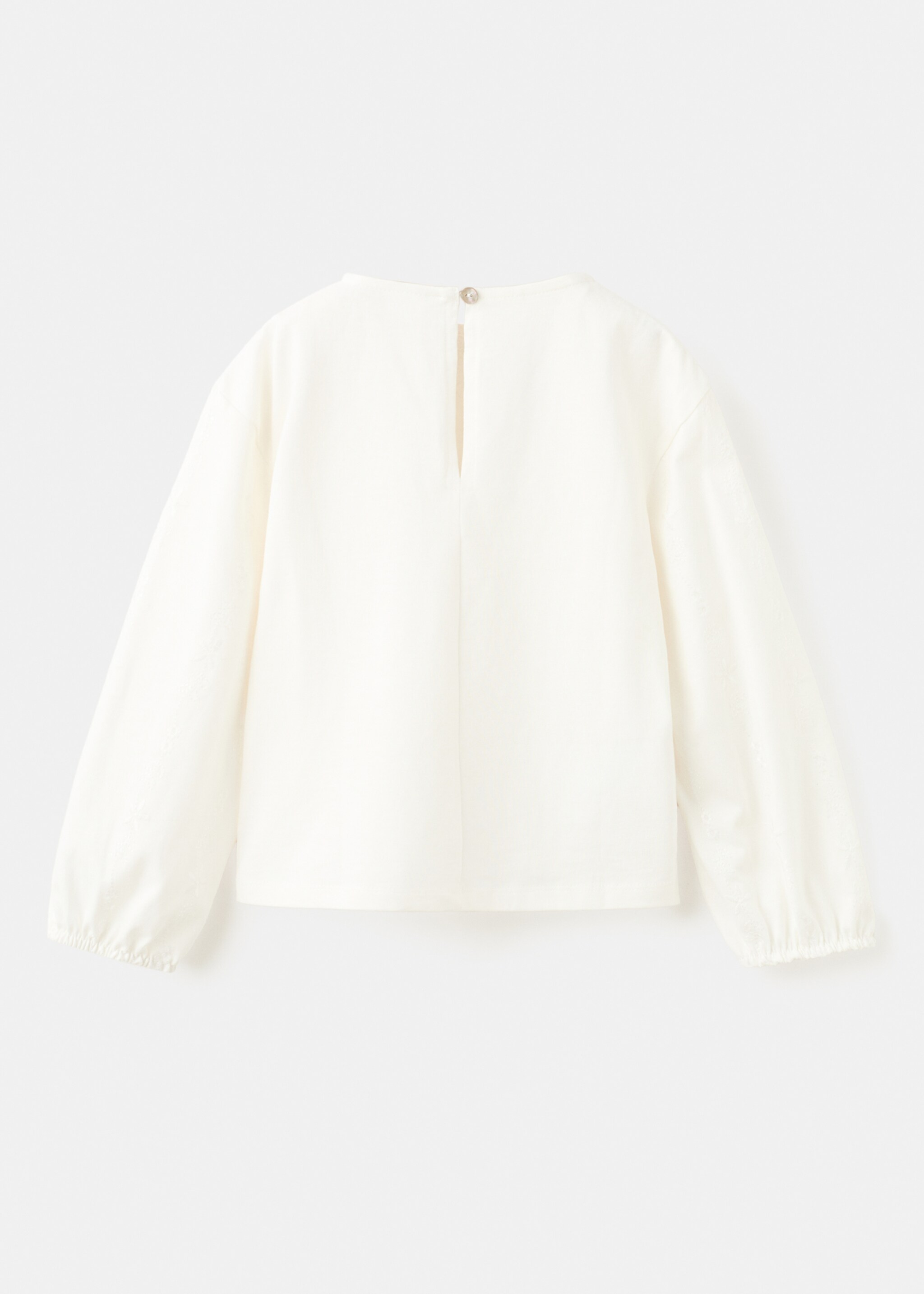 T-shirt détails brodés - Verso de l’article, Blanc cassé. Ref: 27003724-00.