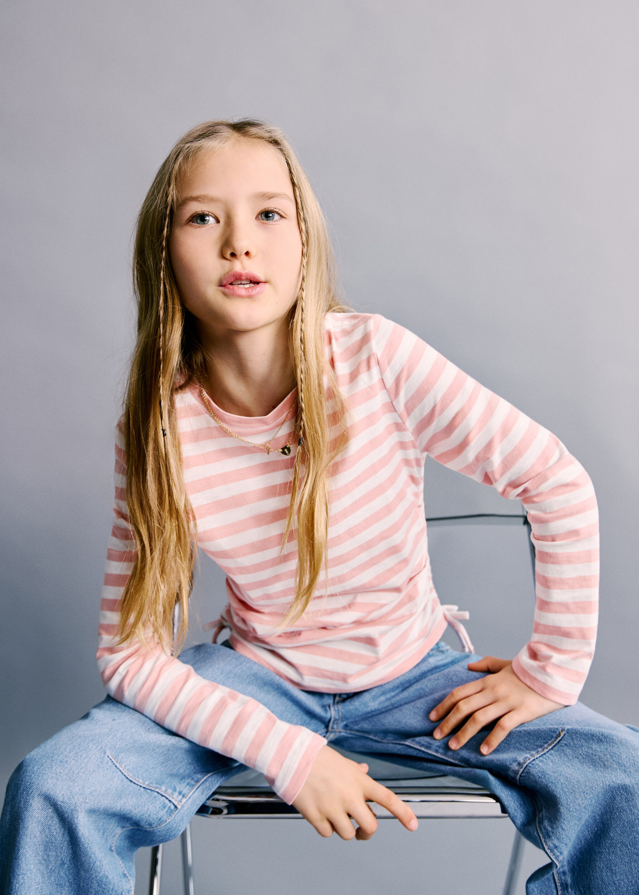 T-shirt froncé manches longues - Détail de l'article 1, Rose. Ref: 27003726-00.