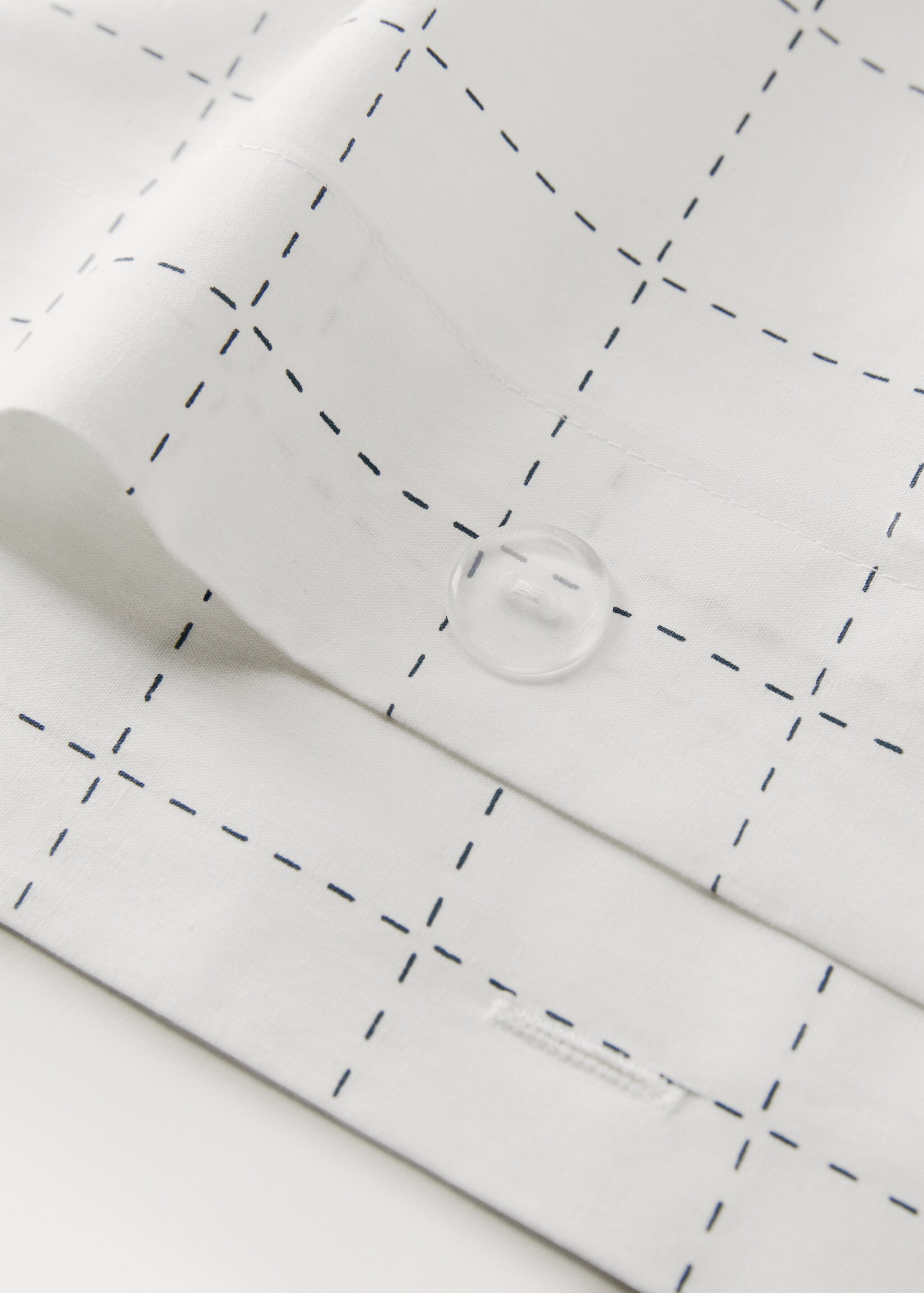 Housse de couette percale de coton à carreaux surpiqués lit 135/140 cm - Détail de l'article 2, Blanc cassé. Ref: 27003730-00.