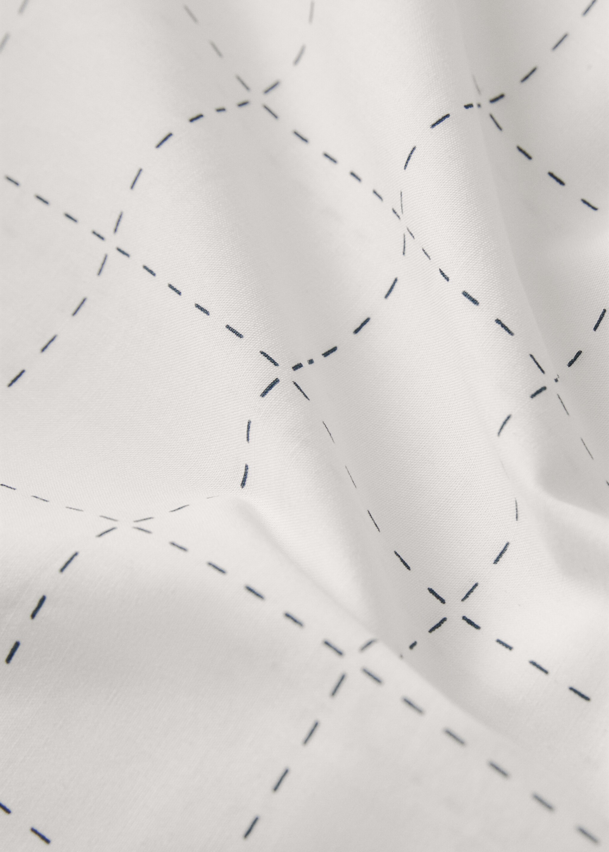 Percale cotton duvet cover with stitched check print for 150/160 cm bed - Details of the article 1, Off White. Ref: 27003731-00.