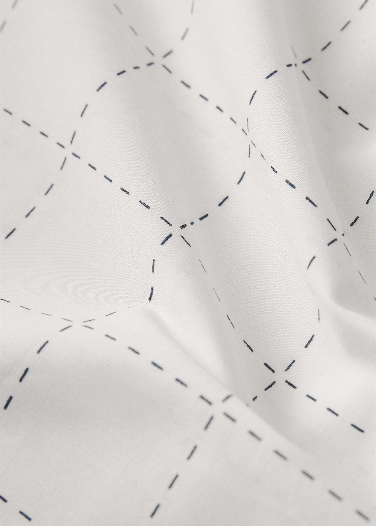 Percale cotton duvet cover with stitched check print for 150/160 cm bed - Details of the article 1
