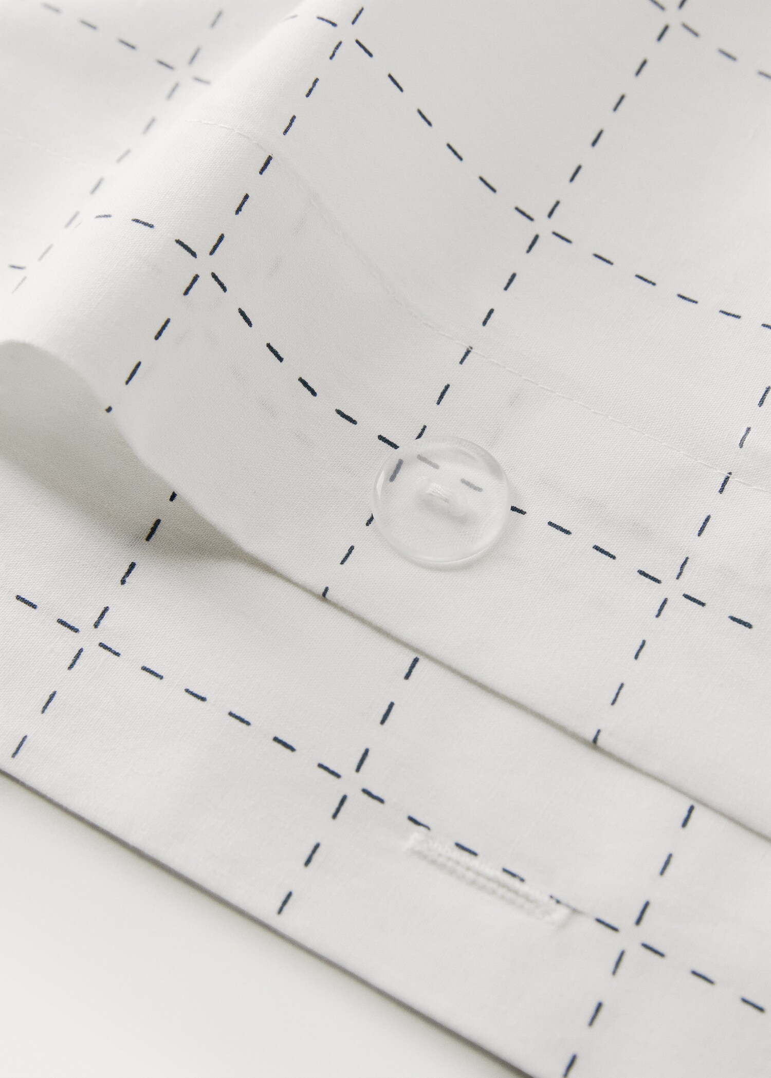 Percale cotton duvet cover with stitched check print for 150/160 cm bed - Details of the article 2