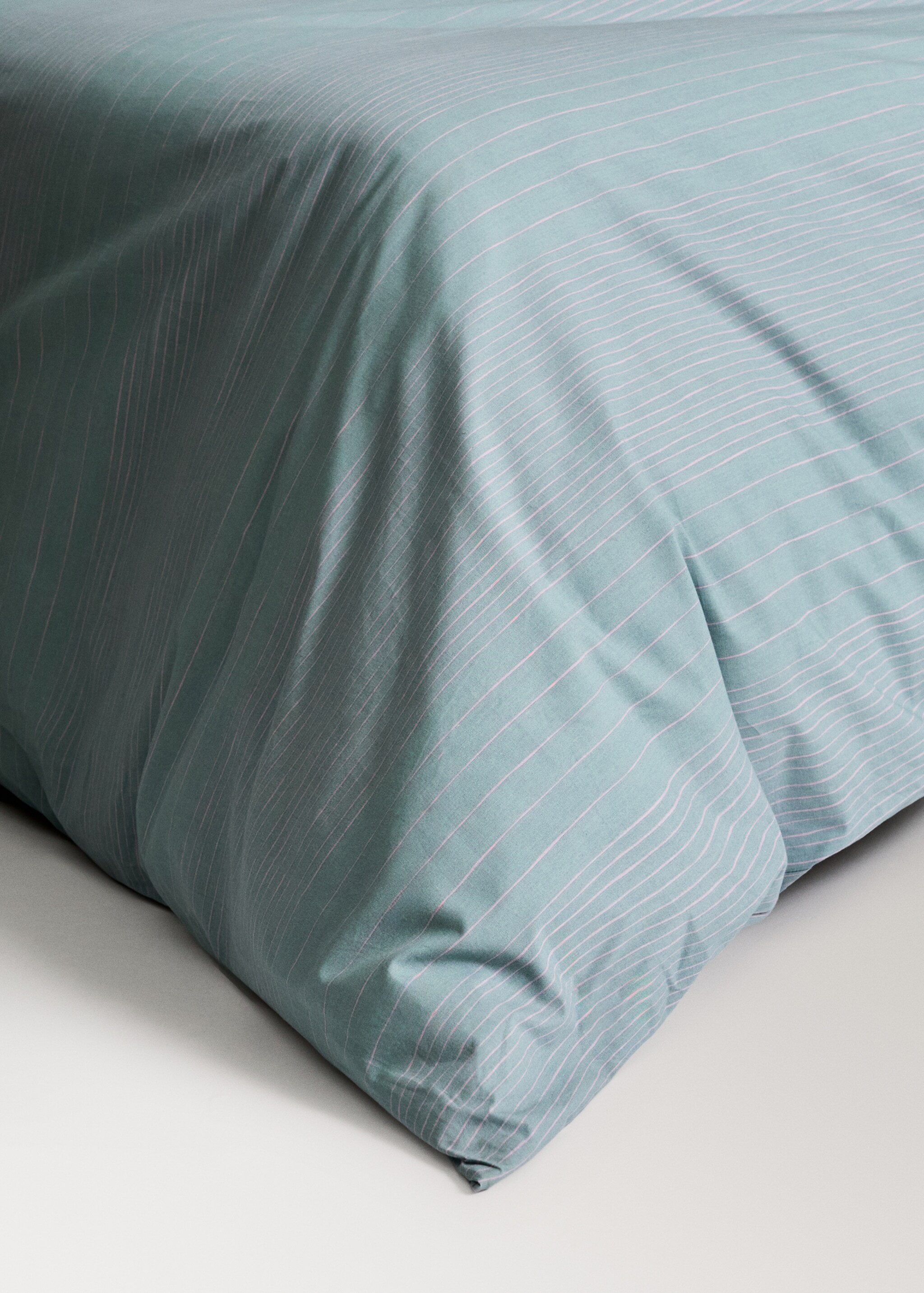 Percale cotton striped watercolour duvet cover Superking bed - Details of the article 8, Aqua Green. Ref: 27003736-00.