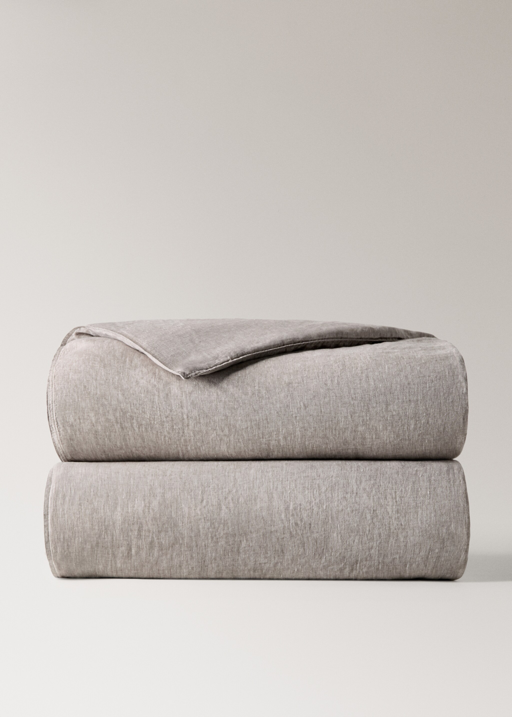 Linen yarn-dyed duvet cover for 150/160 cm bed - Article without model, Tobacco Brown. Ref: 27003739-00.