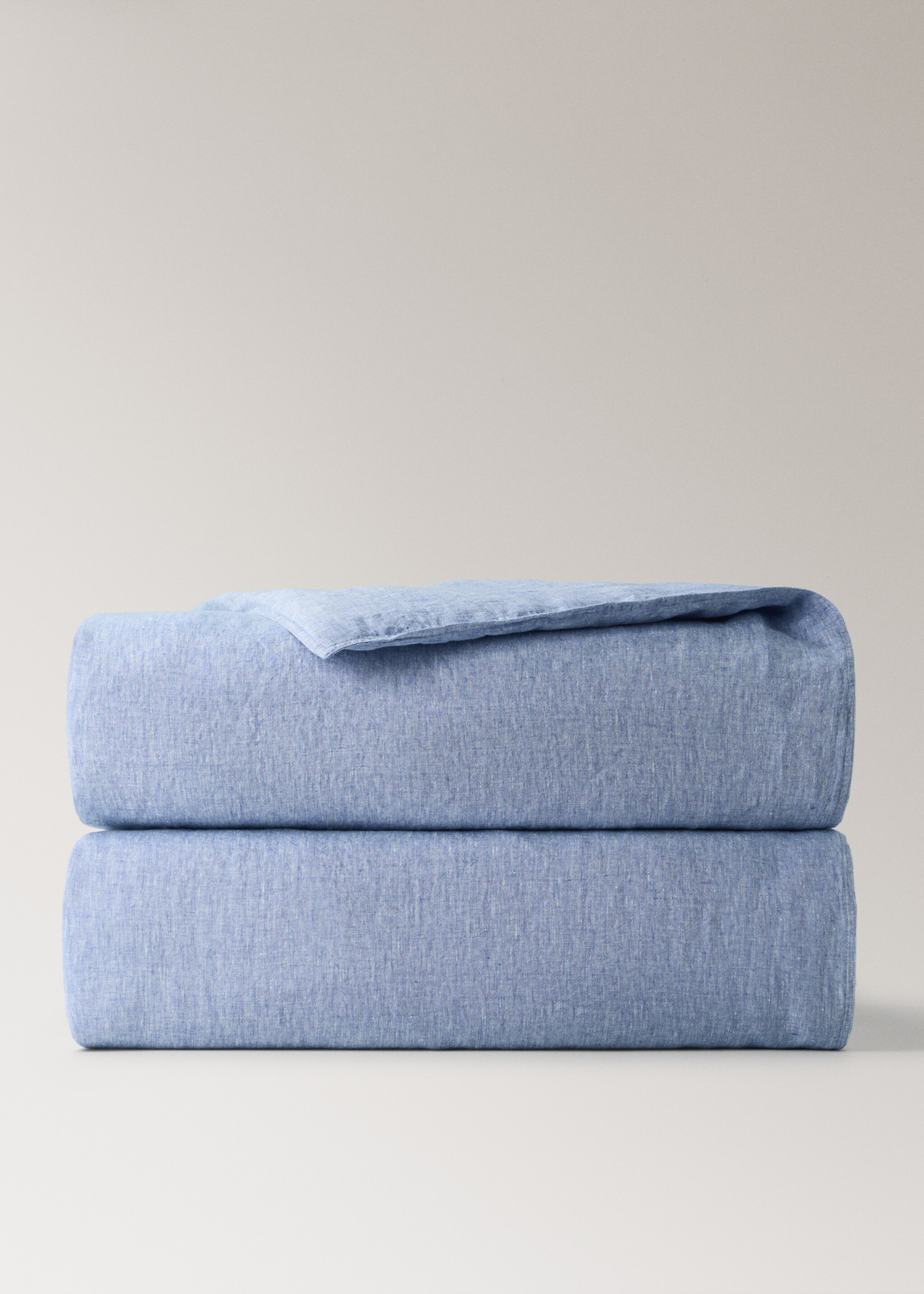 Linen yarn-dyed duvet cover for 150/160 cm bed - Article without model, Blue. Ref: 27003739-00.