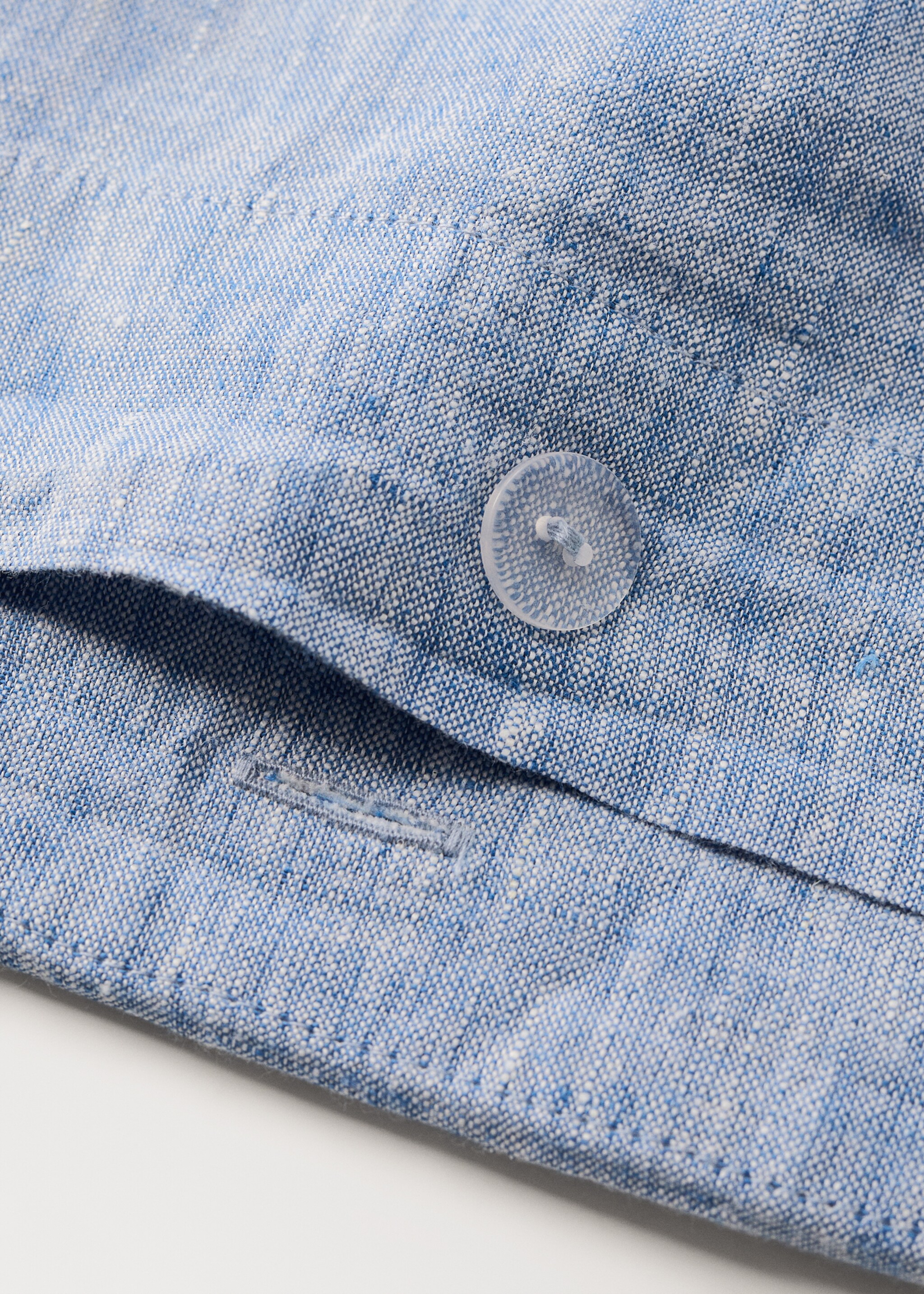 Linen yarn-dyed duvet cover for 150/160 cm bed - Details of the article 2, Blue. Ref: 27003739-00.