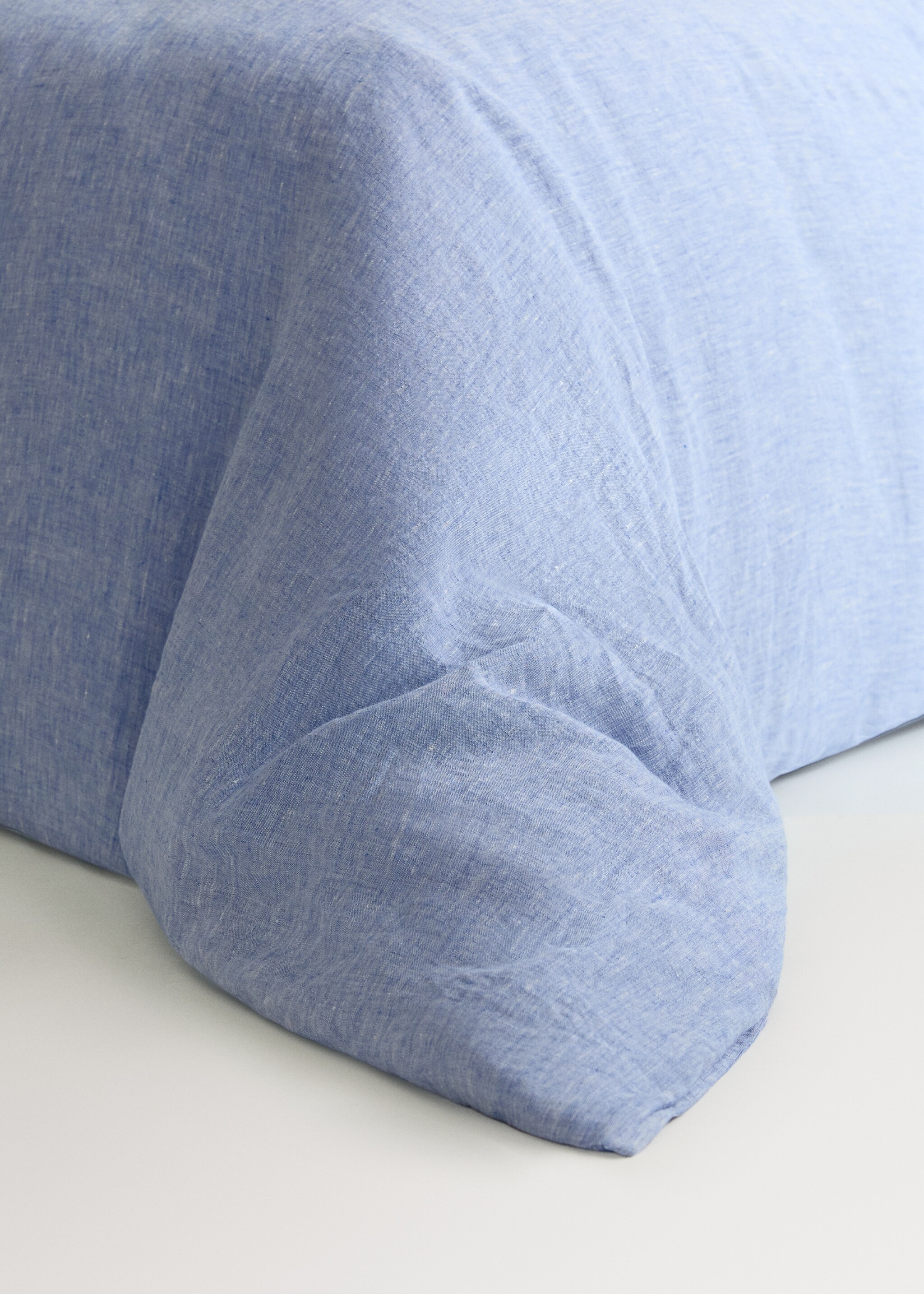 Linen yarn-dyed duvet cover for 150/160 cm bed - Details of the article 8, Blue. Ref: 27003739-00.