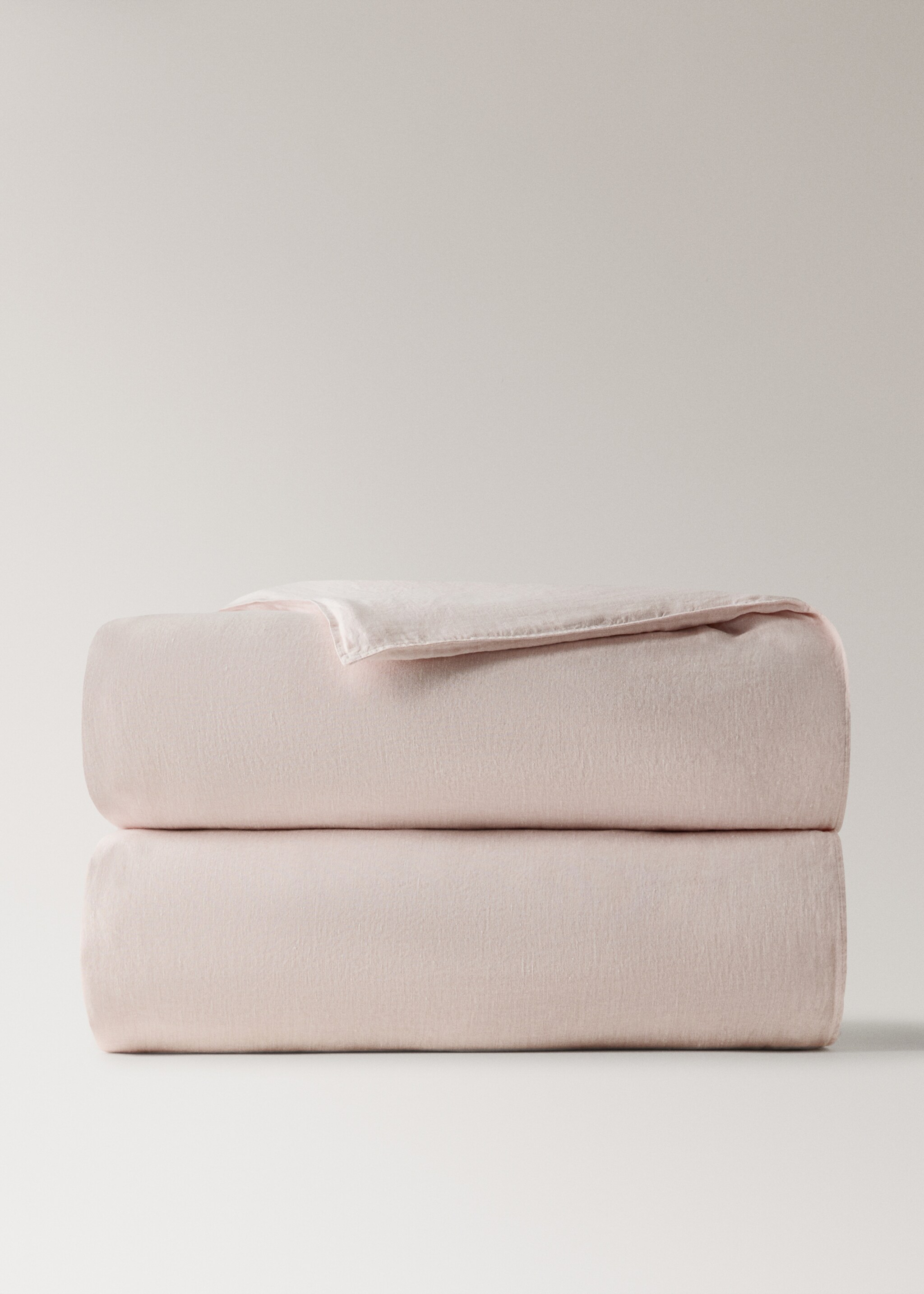 Підковдра з 100% льону з меланжевим ефектом для ліжка шириною 150/160 см - Товар без моделі, Блідо-рожевий. Ref: 27003747-00.