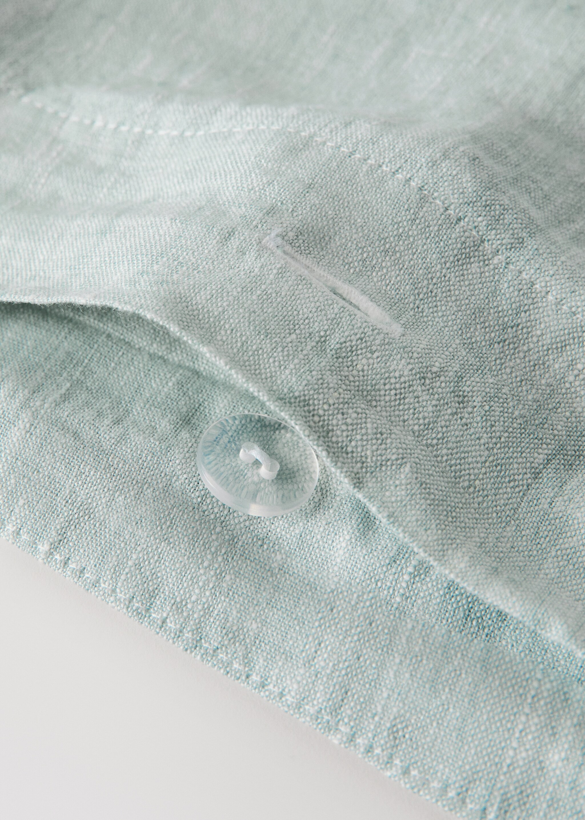 Linen duvet cover for 180/200cm bed - Details of the article 1, Pastel Green. Ref: 27003748-00.
