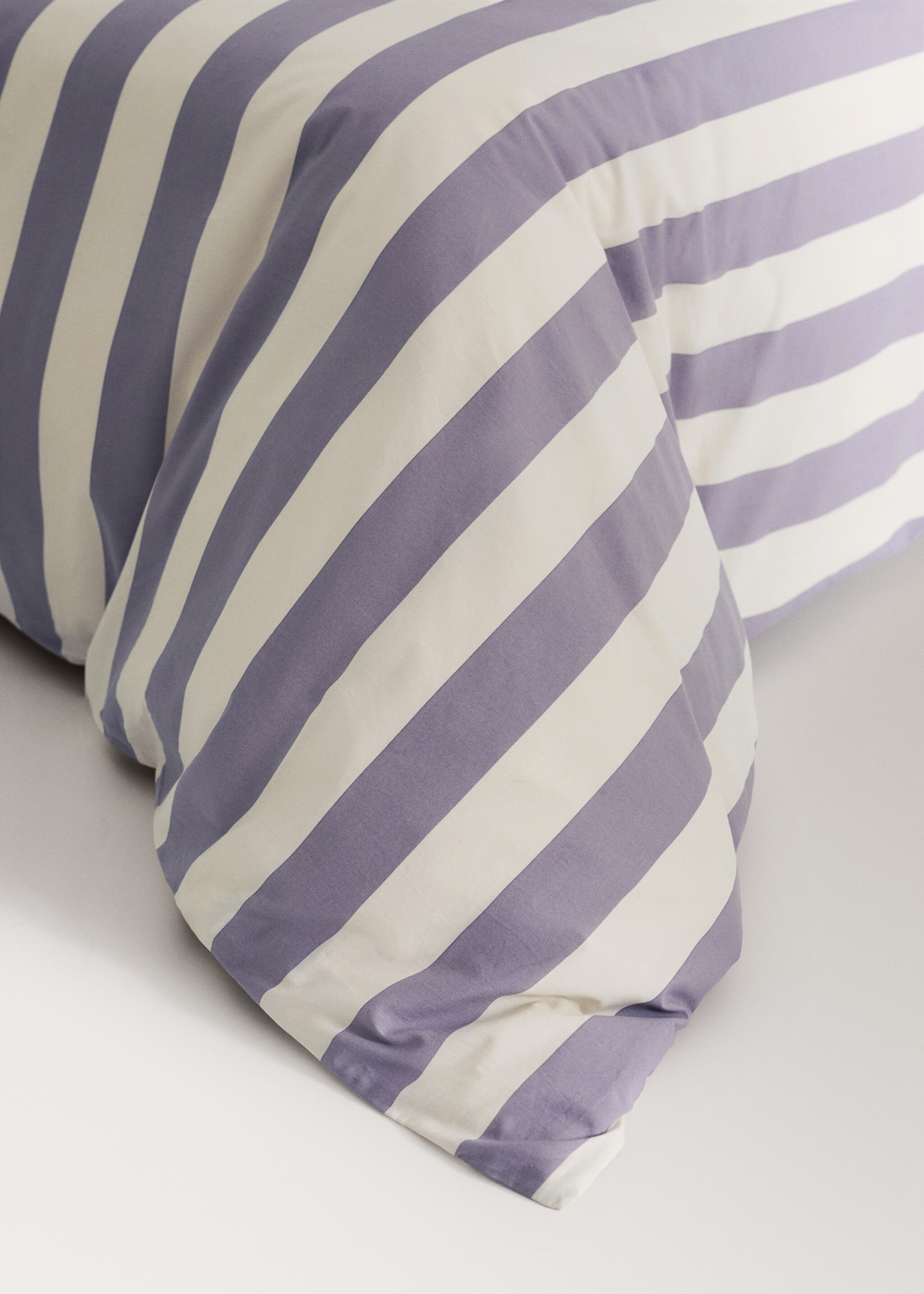 Percale cotton duvet cover 200 thread count wide stripe print Bed 90 cm - Details of the article 8, Lilac. Ref: 27003749-00.