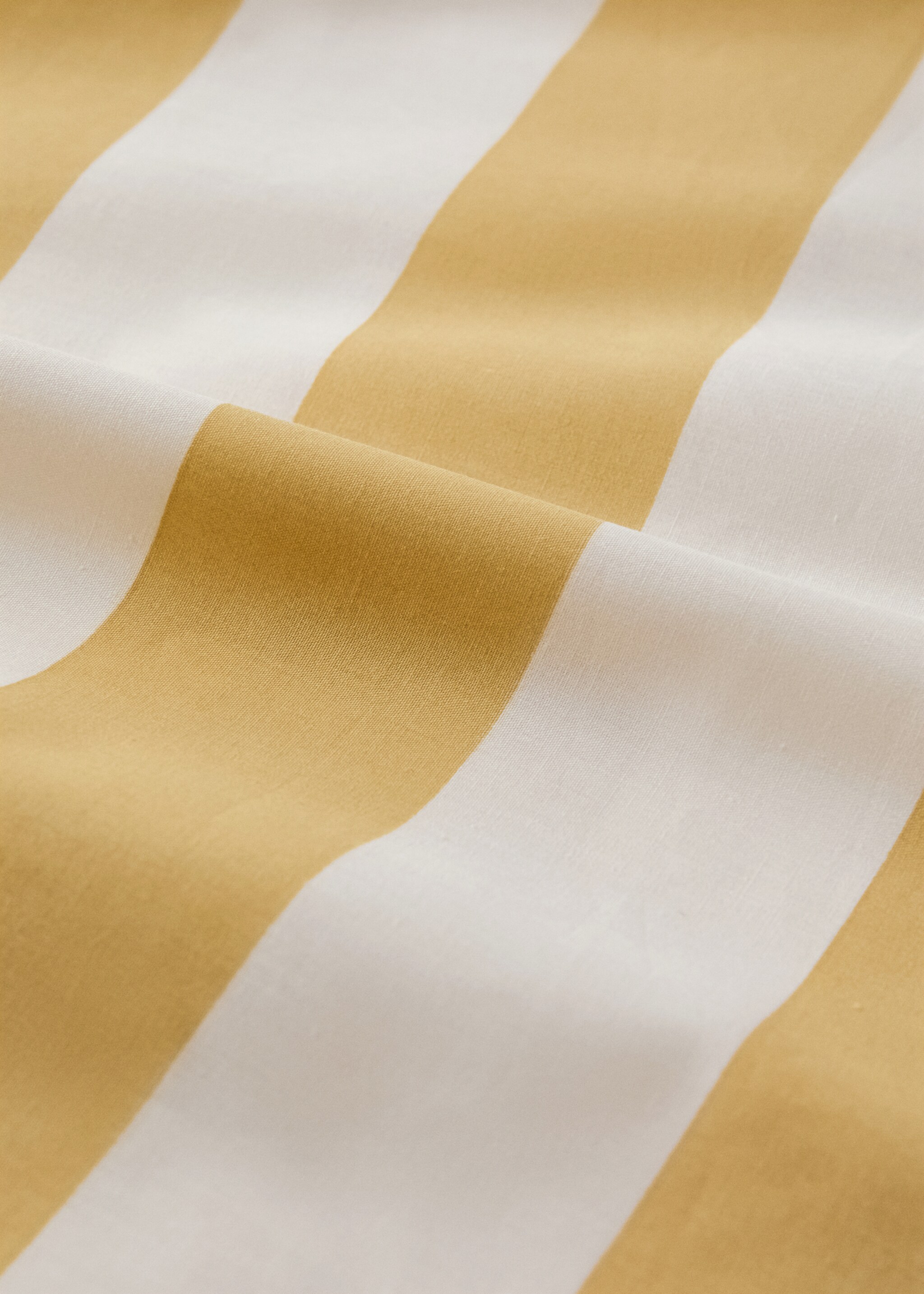 200-thread count percale cotton wide-striped kodak-print duvet cover for 150/160 cm bed - Details of the article 1, Mustard. Ref: 27003751-00.