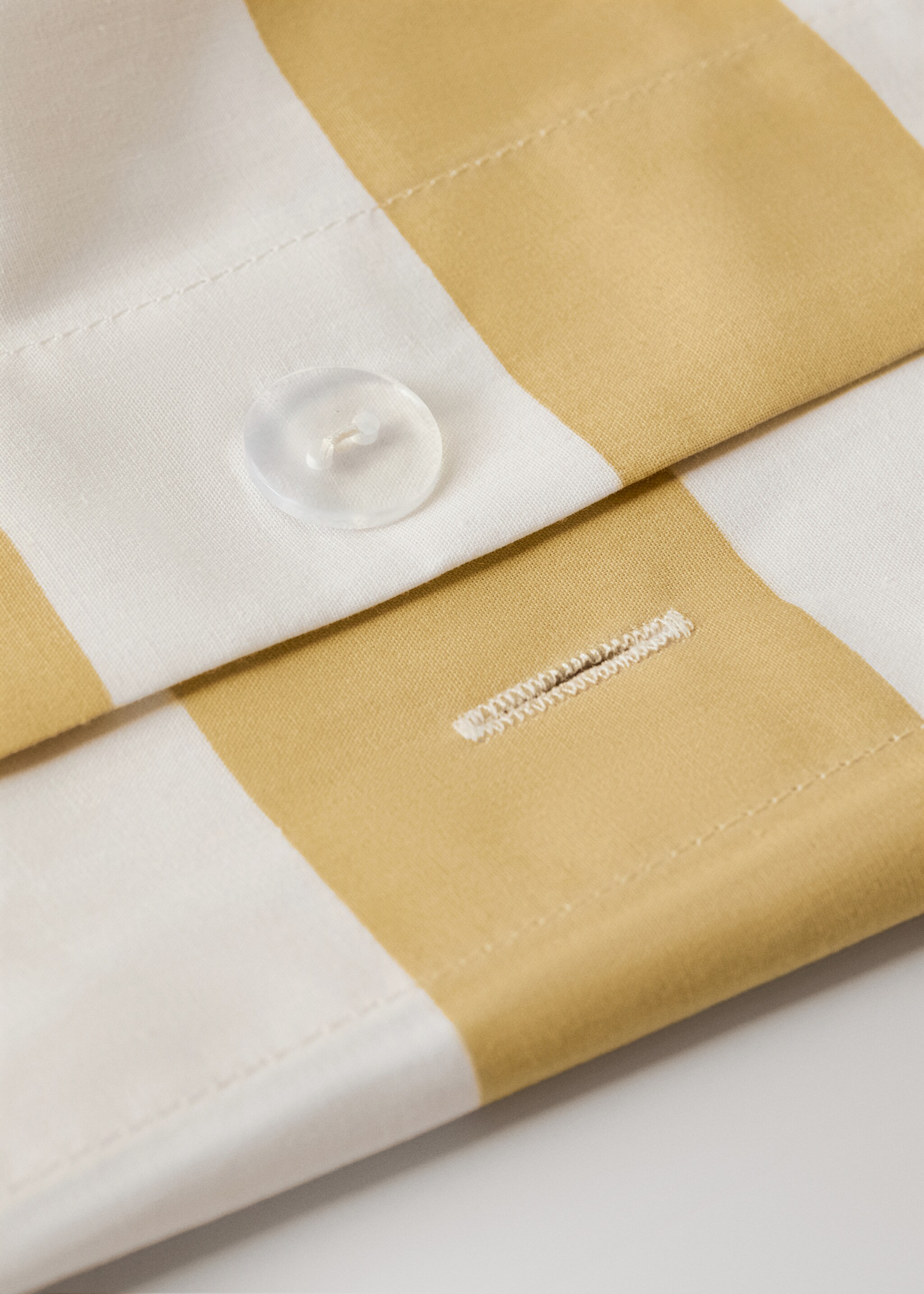 200-thread count percale cotton wide-striped kodak-print duvet cover for 150/160 cm bed - Details of the article 2, Mustard. Ref: 27003751-00.