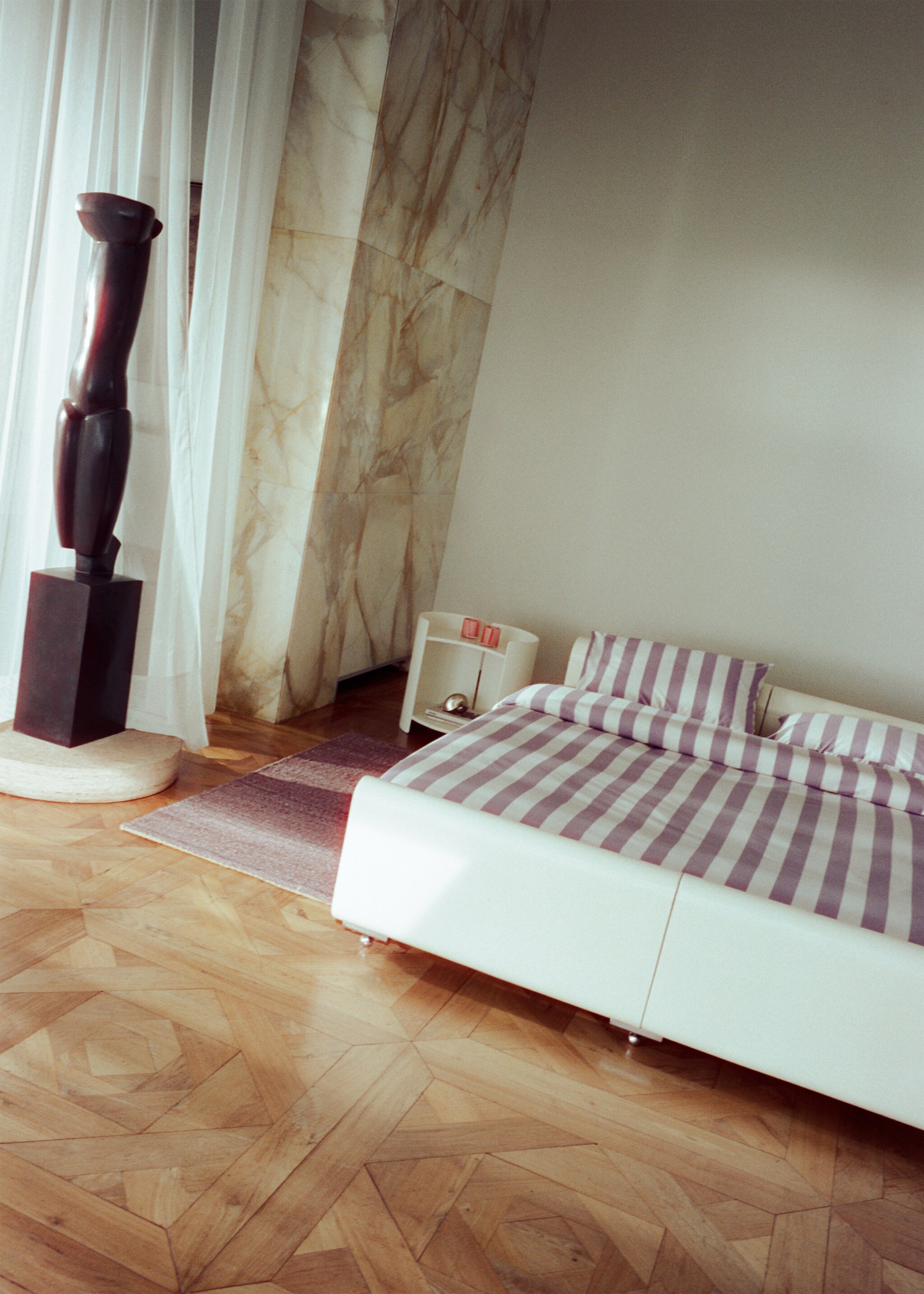 200-thread count percale cotton wide-striped kodak-print duvet cover for 150/160 cm bed - Details of the article 6, Lilac. Ref: 27003751-00.