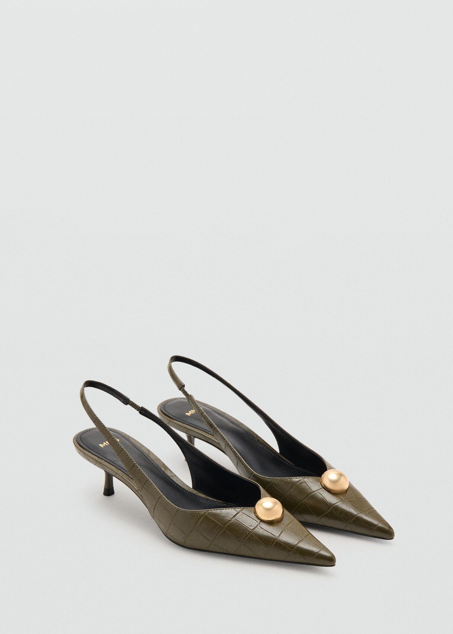 Croc-effect leather shoes - Medium plane