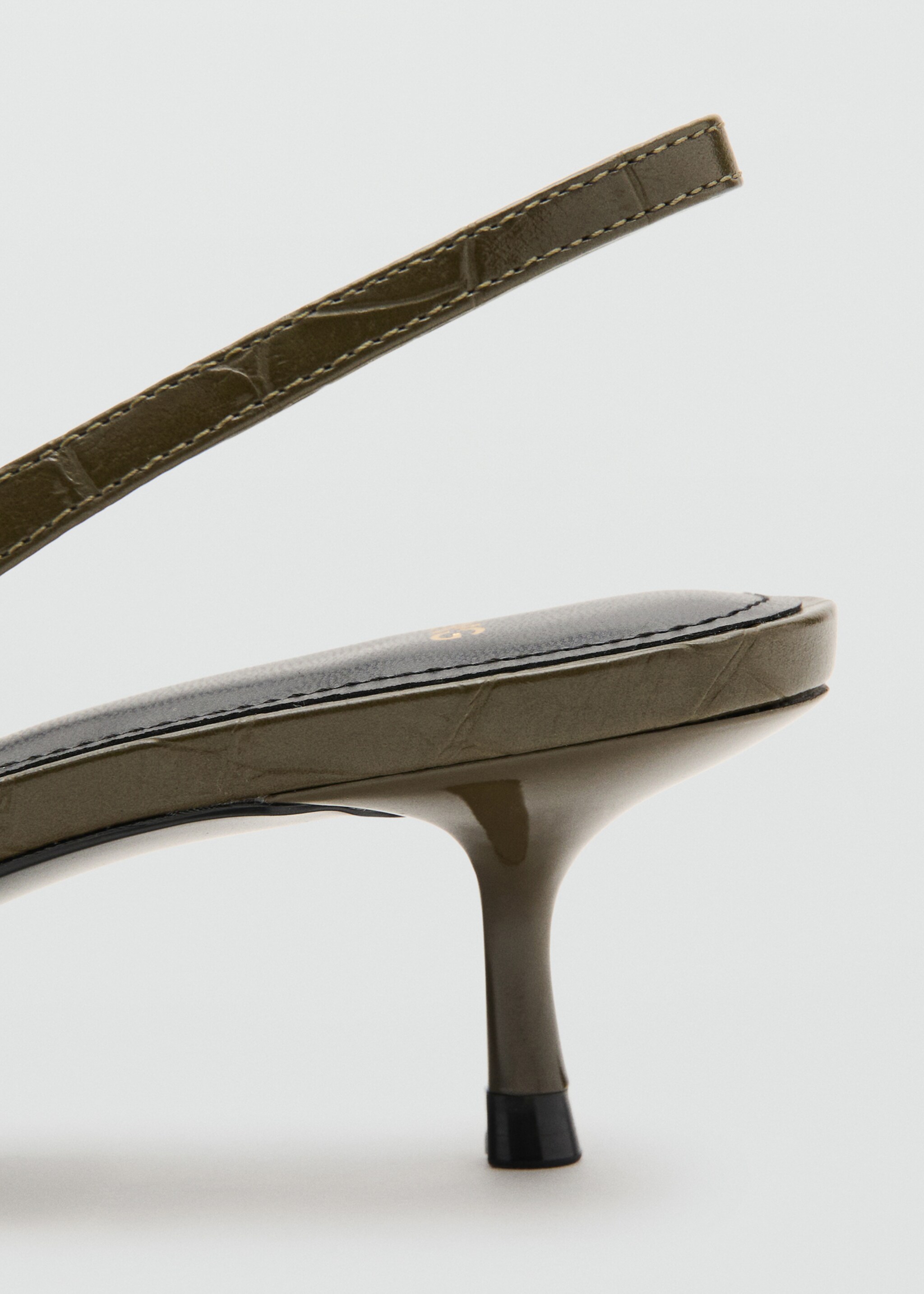 Leren schoenen in krokodillenleerlook - Detail van het artikel 1, Kaki. Ref: 27004054-00.