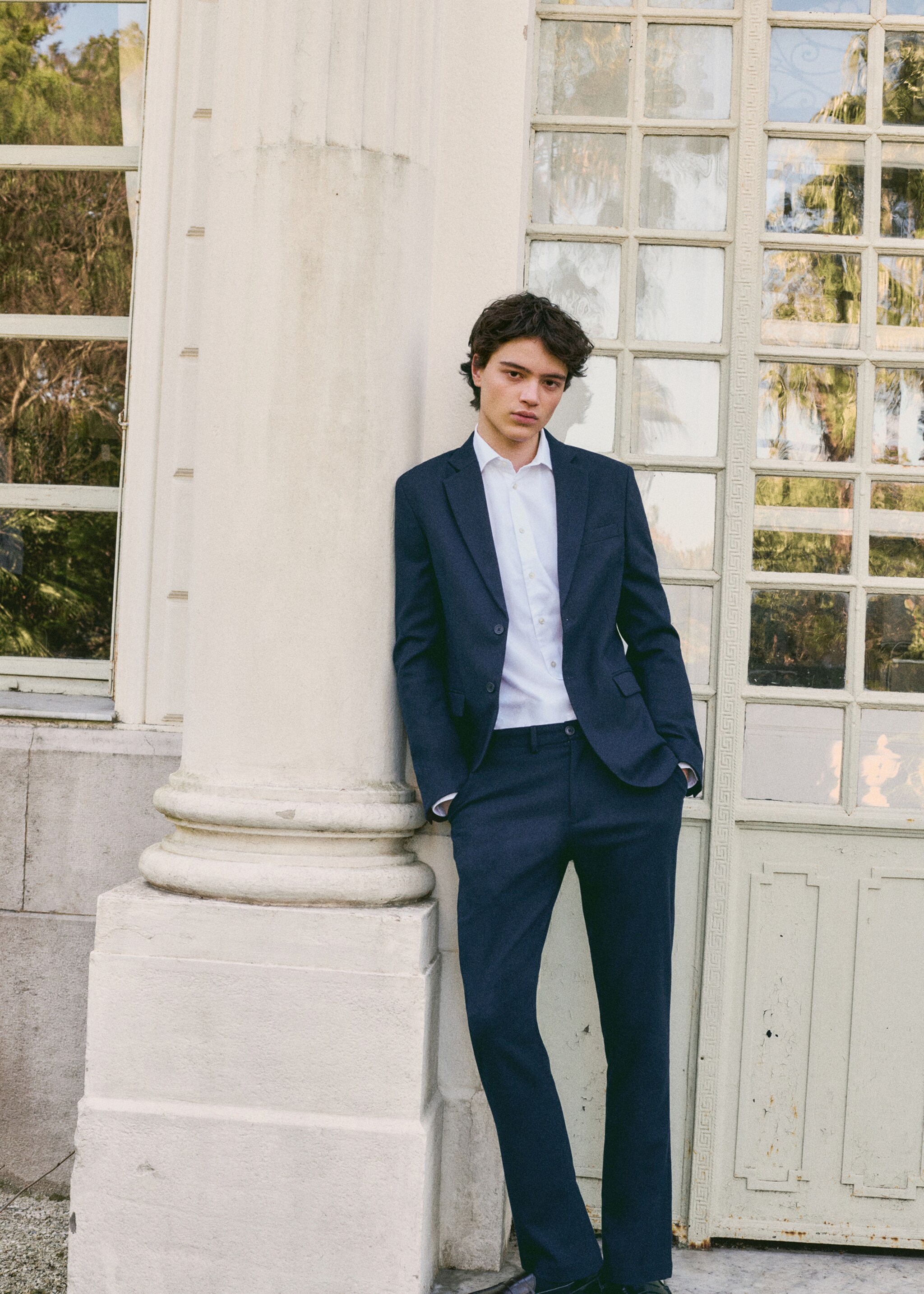 Straight suit trousers - Details of the article 5, Navy. Ref: 27004058-00.