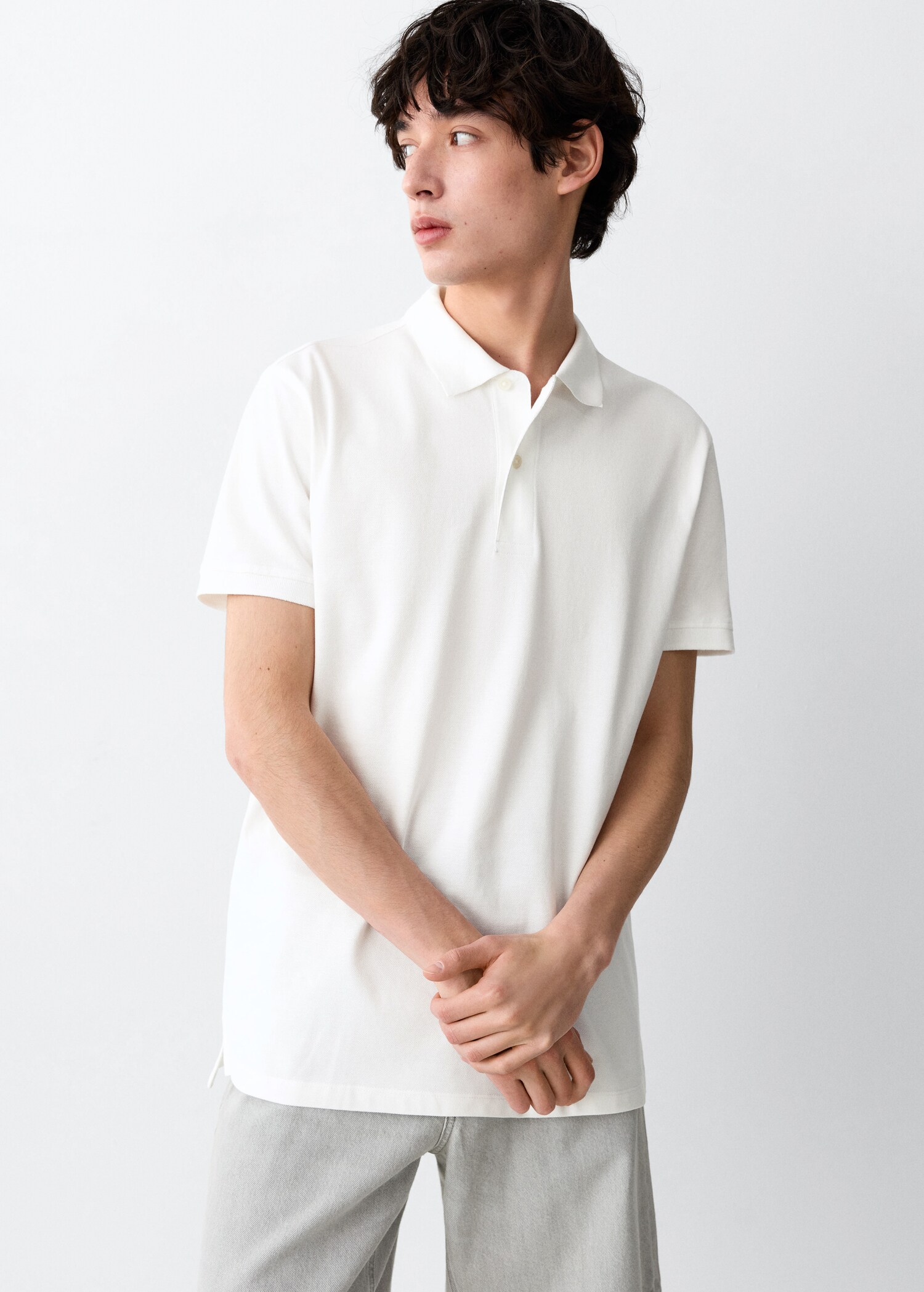 Short-sleeved cotton polo shirt - Medium plane