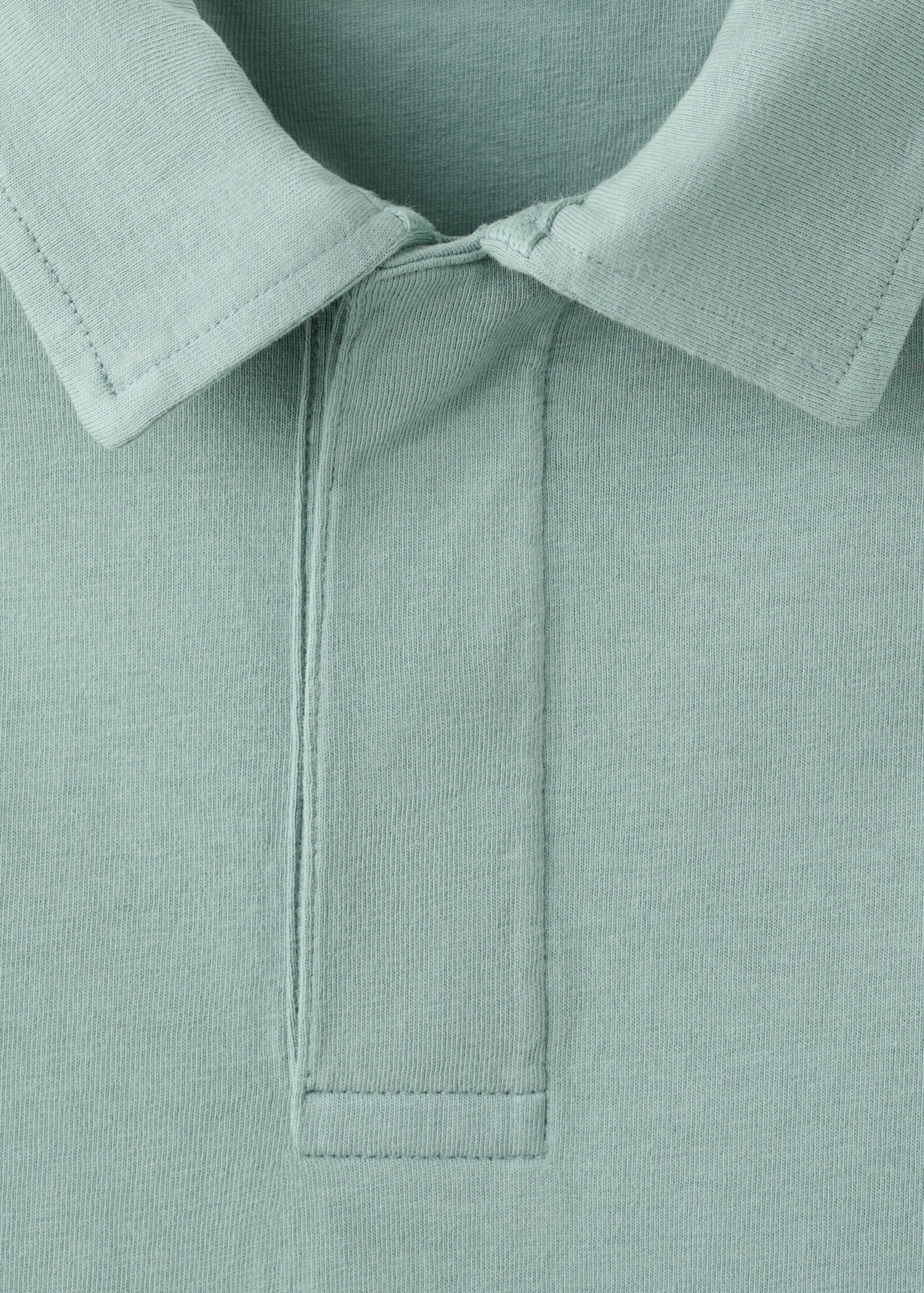 Cotton polo shirt - Details of the article 8, Aqua Green. Ref: 27004062-00.