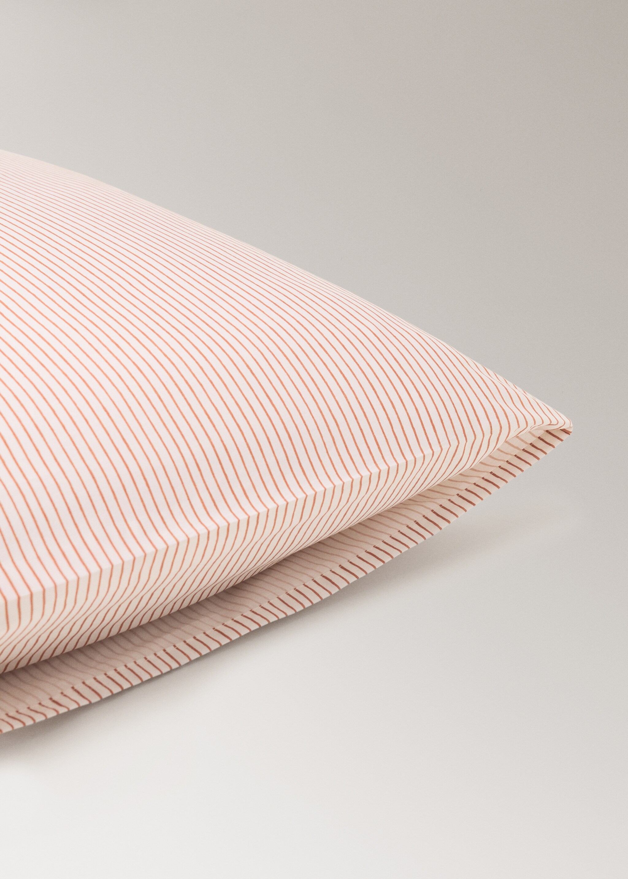 Children's pillowcase in cotton percale with stripes 60x60cm - Details of the article 1, Russet. Ref: 27004065-00.