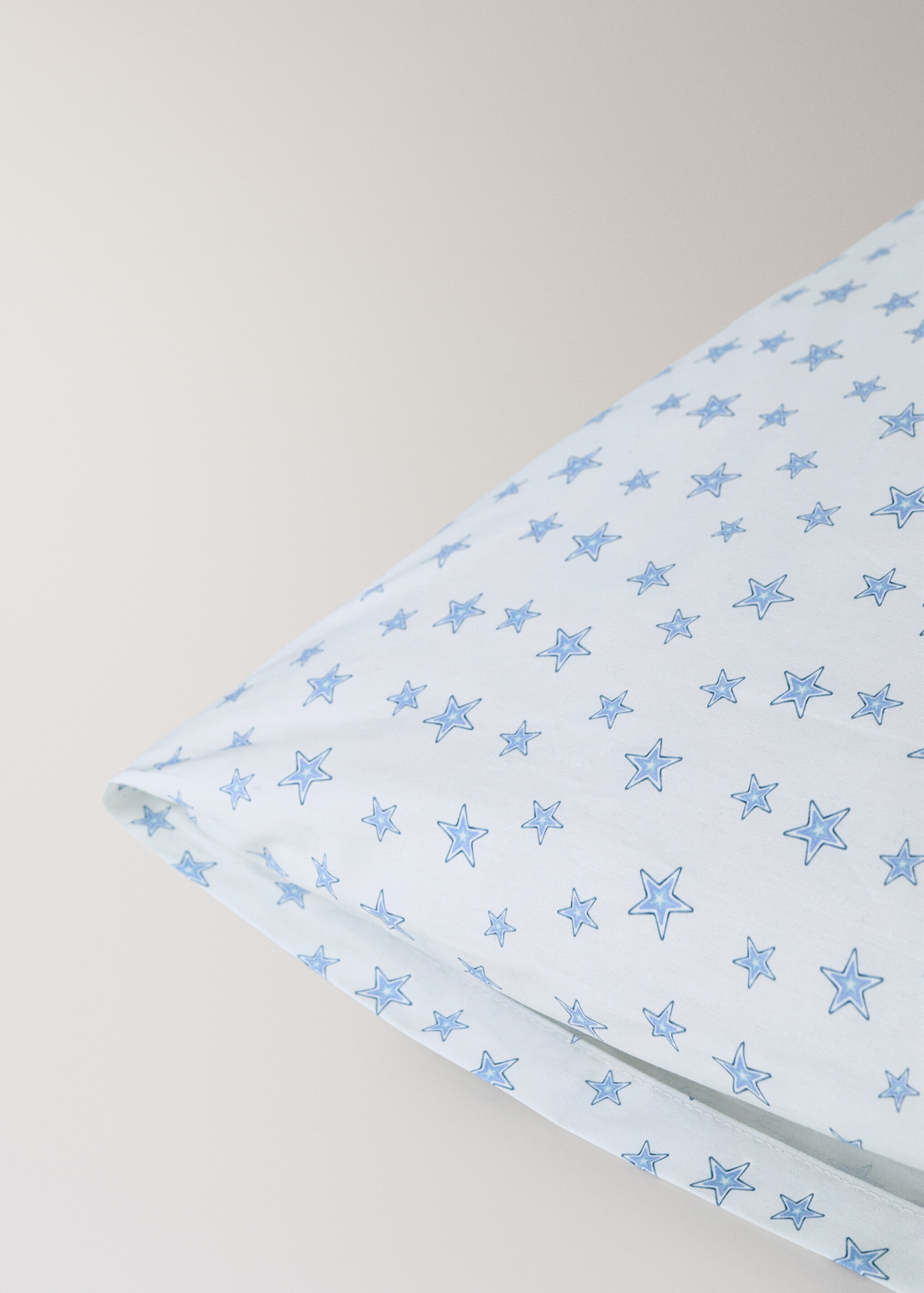 Children's pillowcase cotton percale stars 50x75 cm - Details of the article 1, Blue. Ref: 27004069-00.