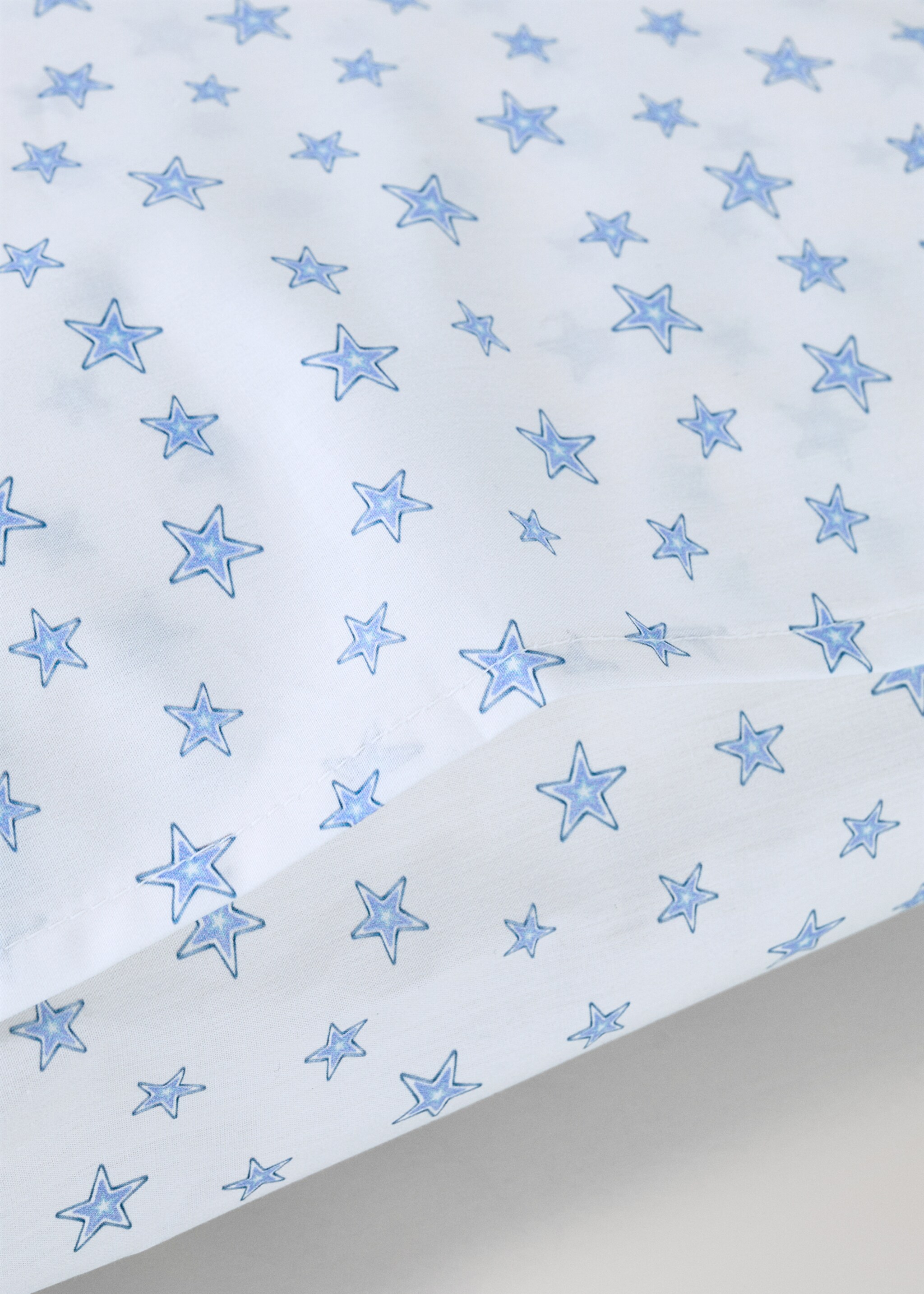 Children's pillowcase cotton percale stars 60x60 cm - Details of the article 2, Blue. Ref: 27004070-00.
