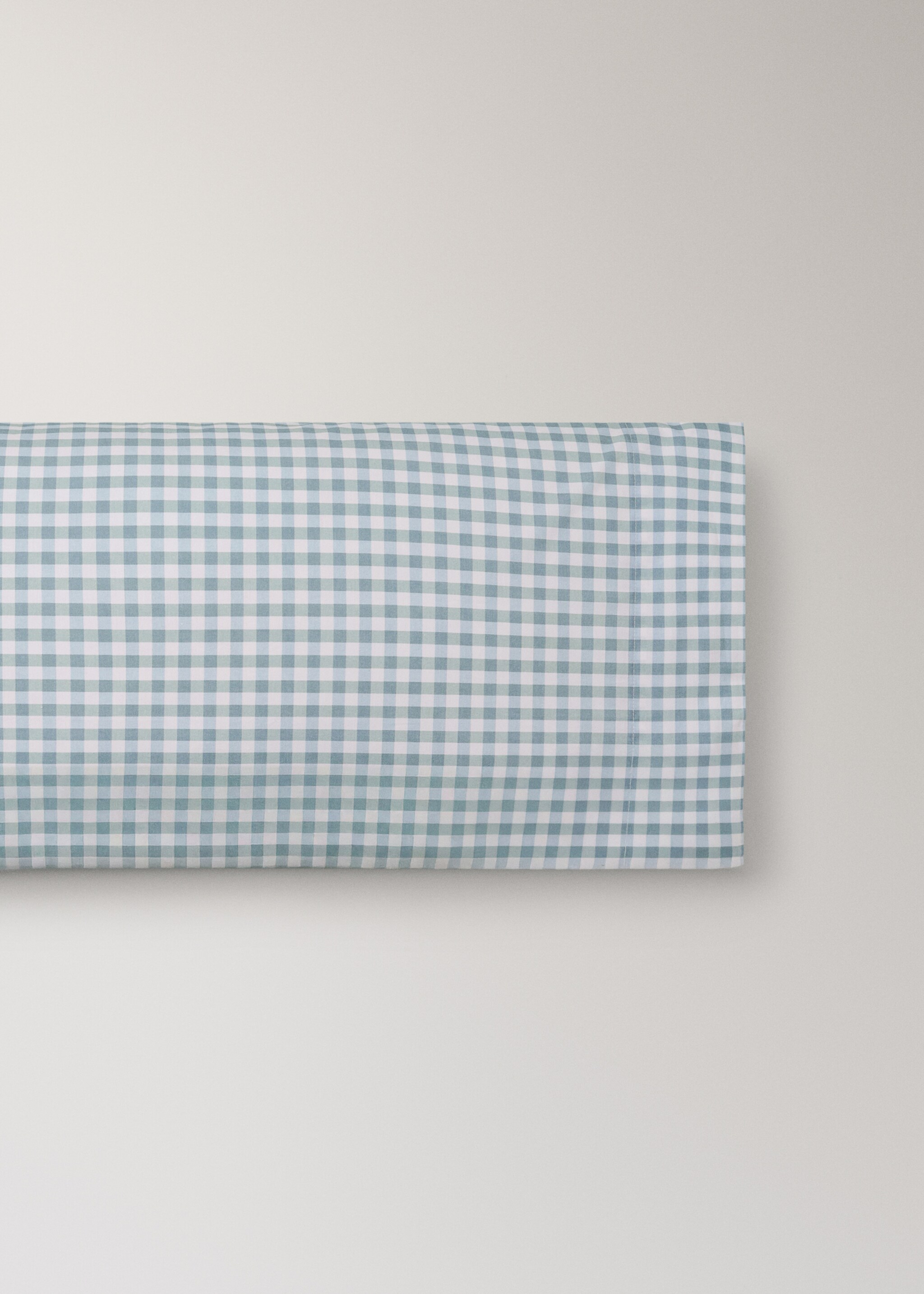 Gingham check cotton pillow cover 45x110 cm - Article without model, Mint Green. Ref: 27004071-00.