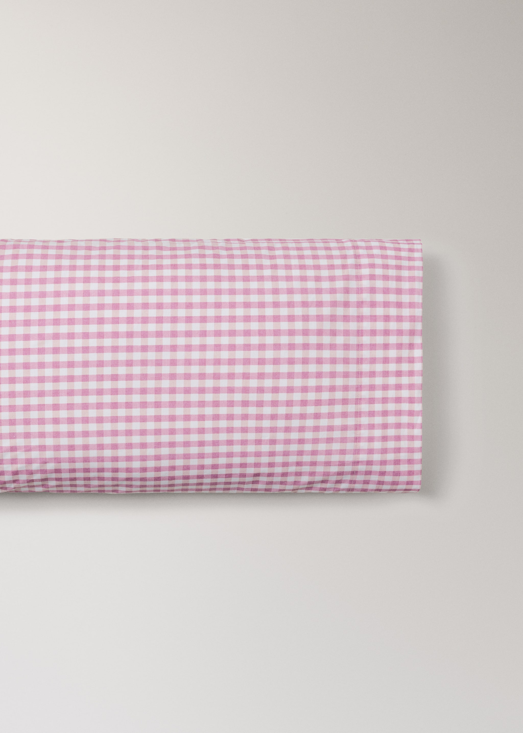 Gingham check cotton pillow cover 45x110 cm - Article without model, Pink. Ref: 27004071-00.