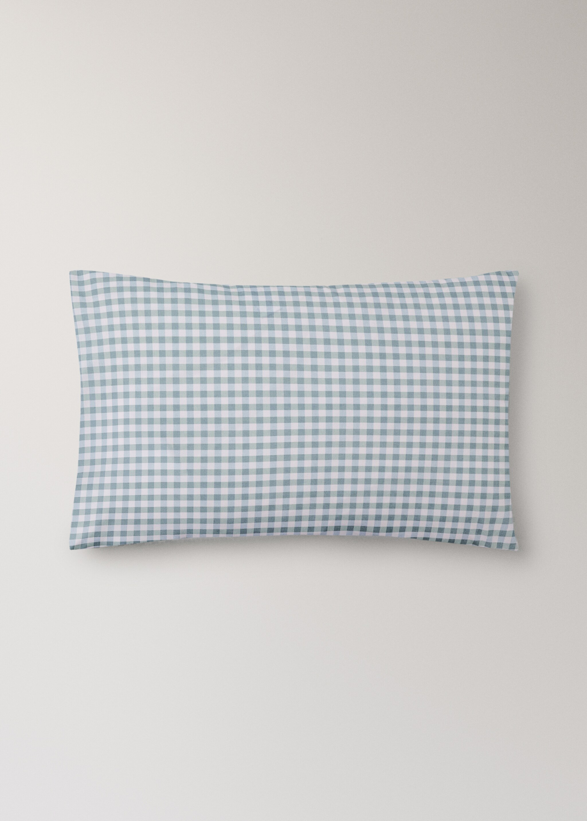 Vichy check cotton pillowcase 50x75 cm - Article without model, Mint Green. Ref: 27004072-00.