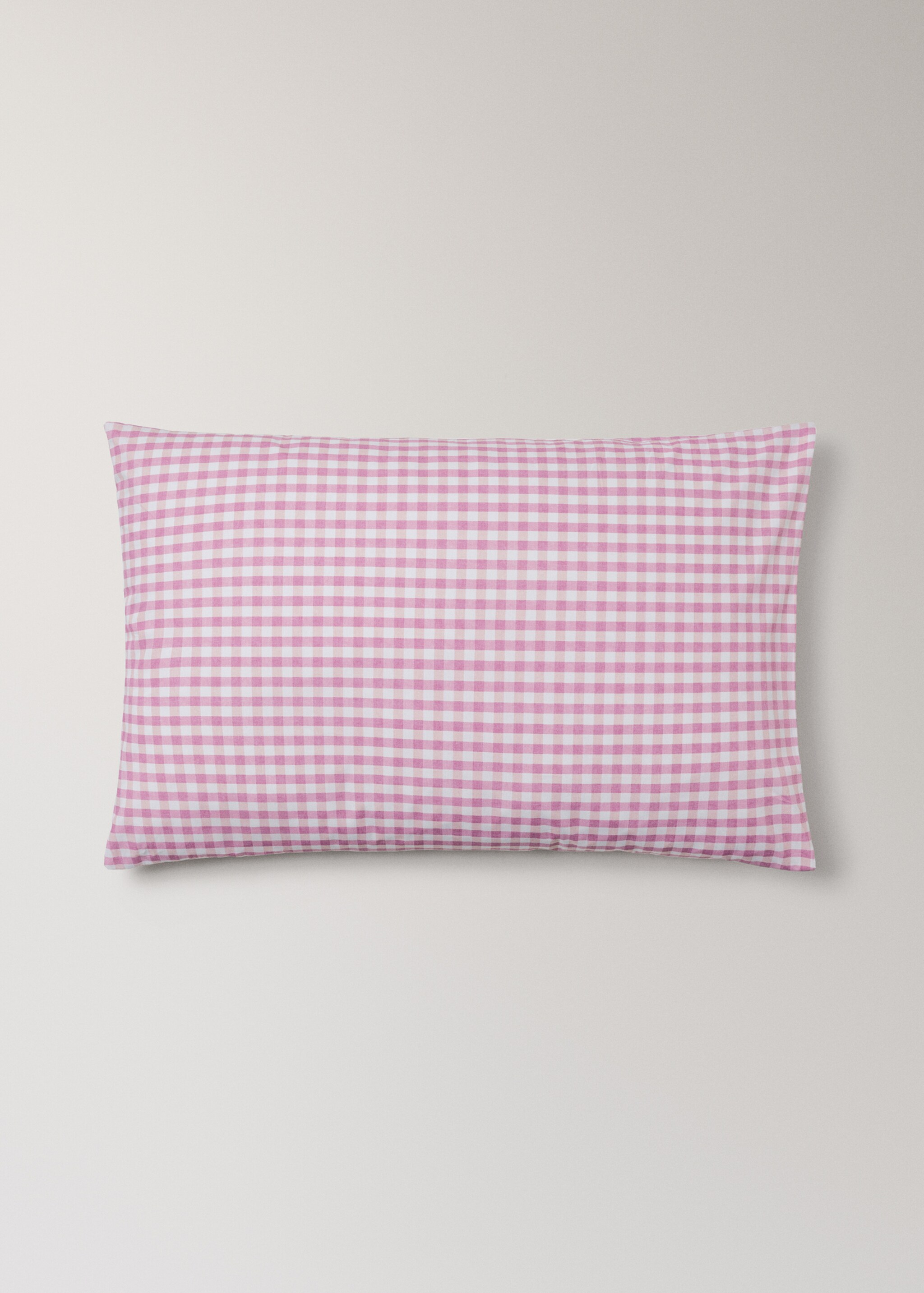 Vichy check cotton pillowcase 50x75 cm - Article without model, Pink. Ref: 27004072-00.