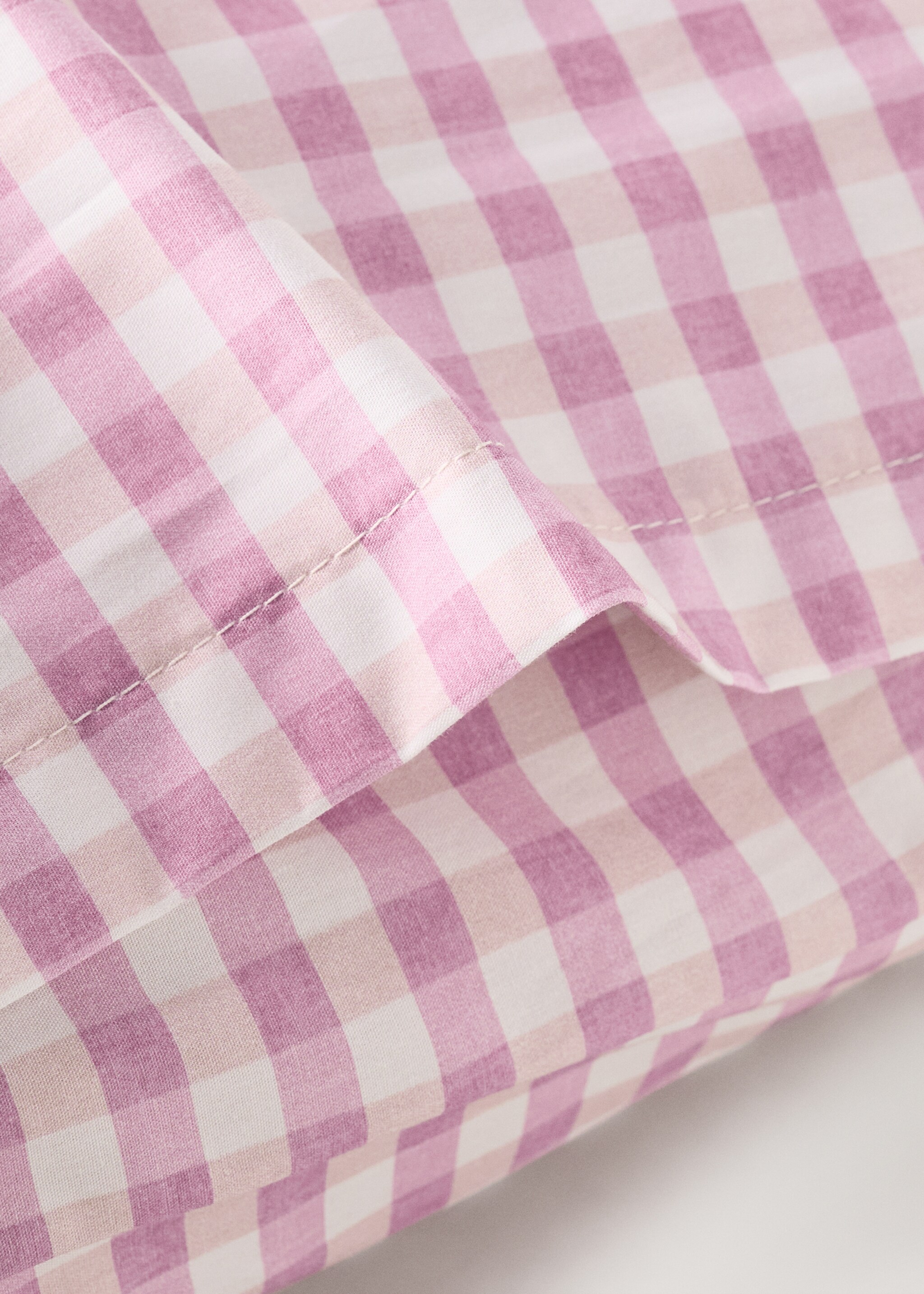 Vichy check cotton pillowcase 50x75 cm - Details of the article 1, Pink. Ref: 27004072-00.