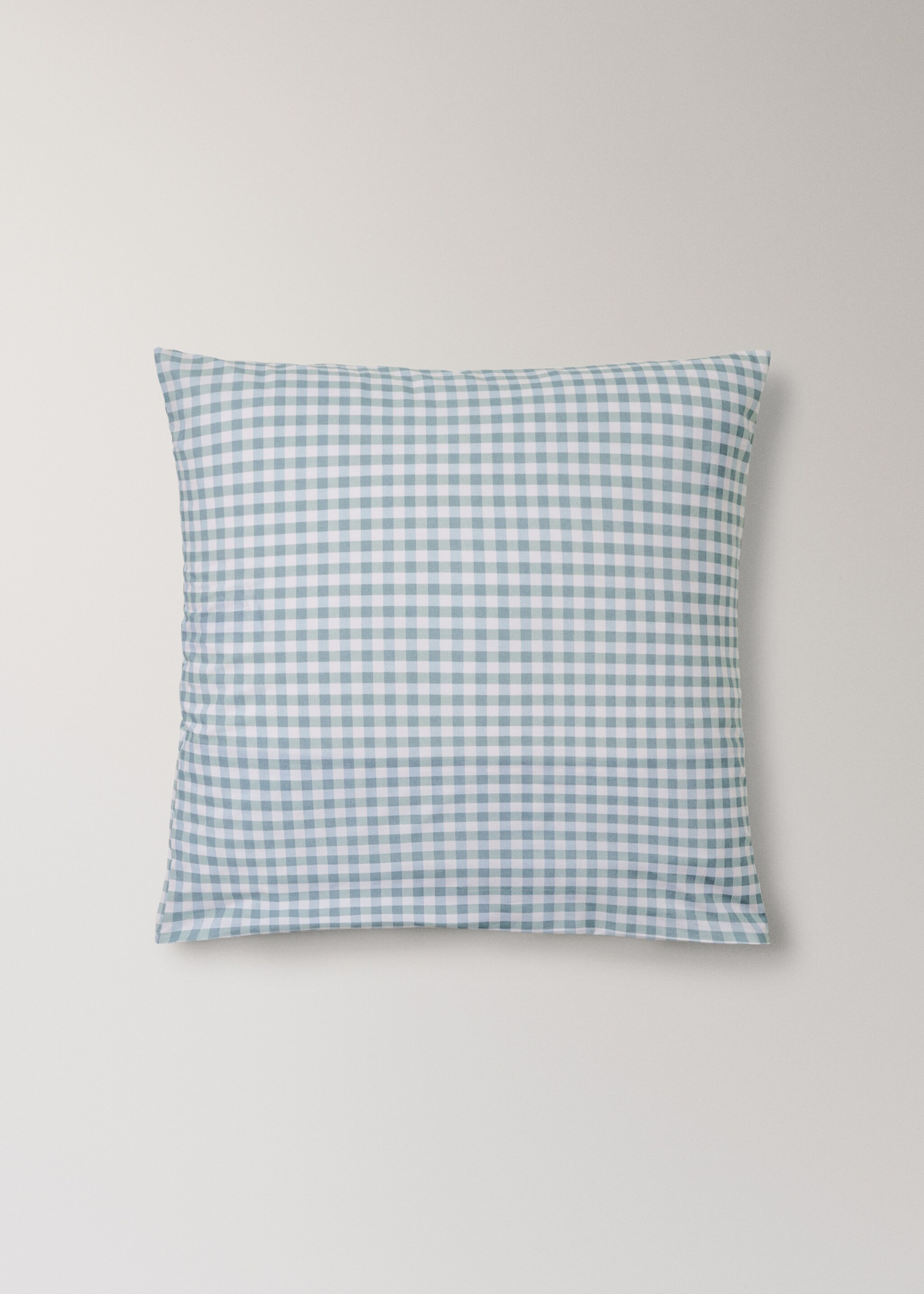 Gingham check cotton pillow cover 60x60 cm - Article without model, Mint Green. Ref: 27004073-00.