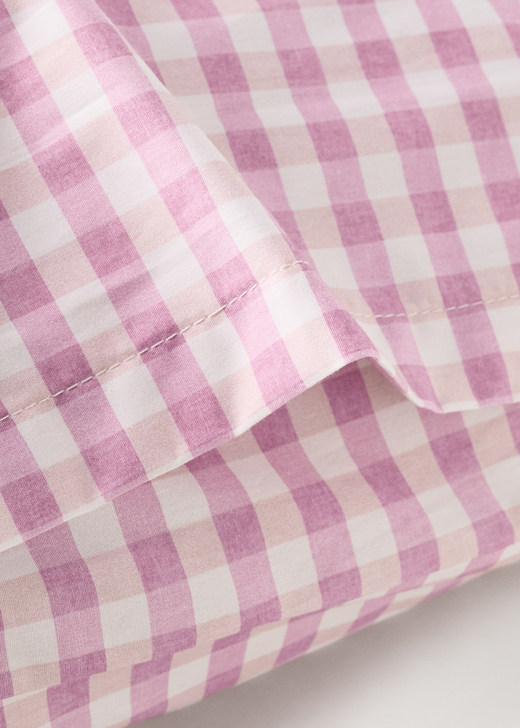 Gingham check cotton pillow cover 60x60 cm - Details of the article 1, Pink. Ref: 27004073-00.