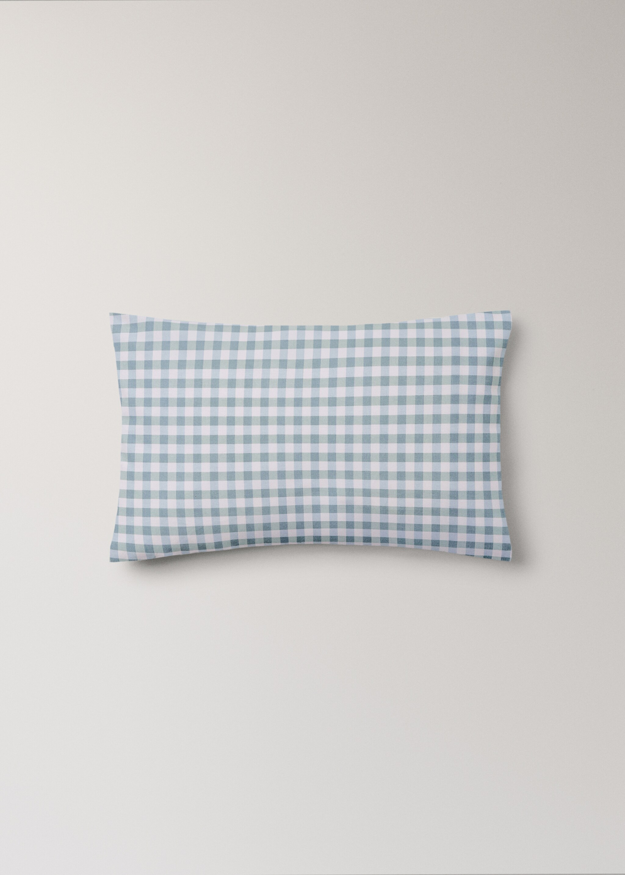 Cot bed pillowcase in Vichy check cotton - Article without model, Mint Green. Ref: 27004074-00.