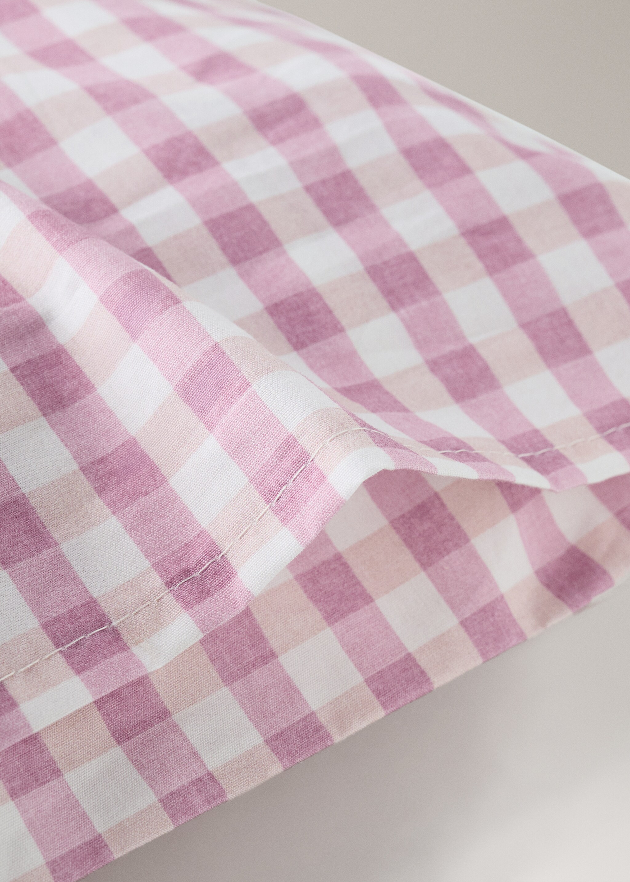 Cot bed pillowcase in Vichy check cotton - Details of the article 1, Pink. Ref: 27004074-00.