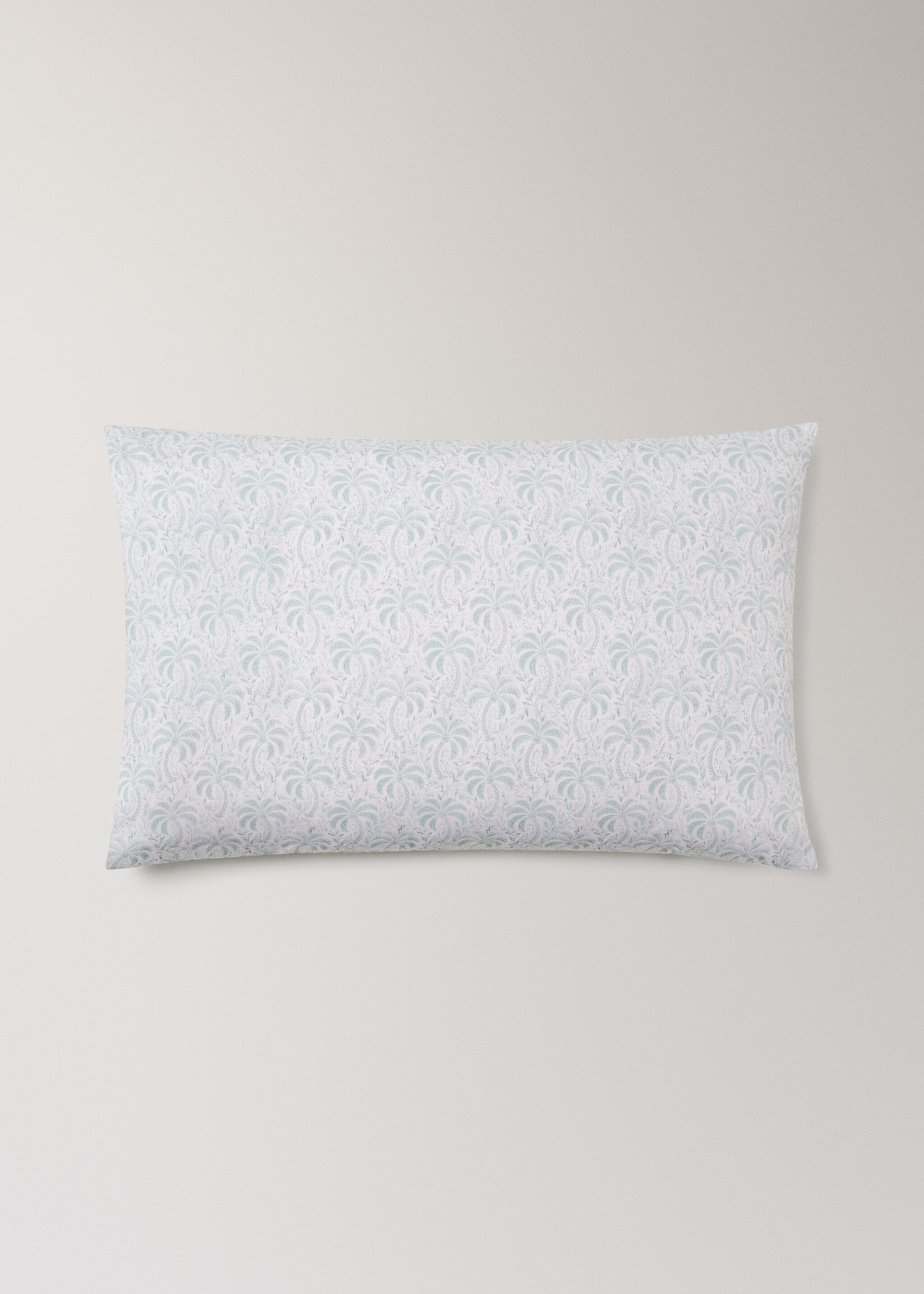 Cotton percale palm tree pillowcase 50x75 cm - Article without model, Pastel Green. Ref: 27004077-00.