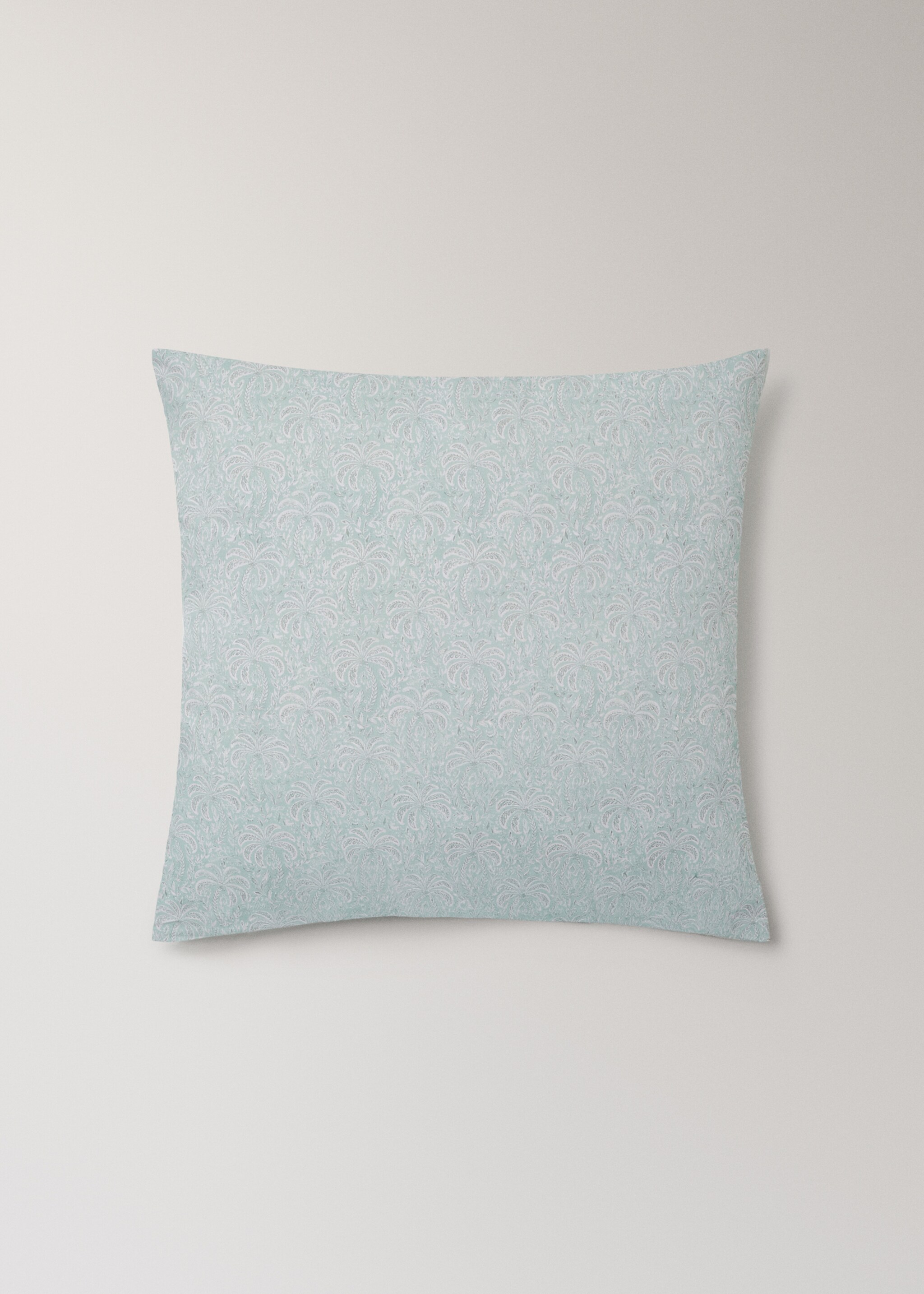 Cotton percale palm tree pillow cover 60x60 cm - Article without model, Pastel Green. Ref: 27004078-00.