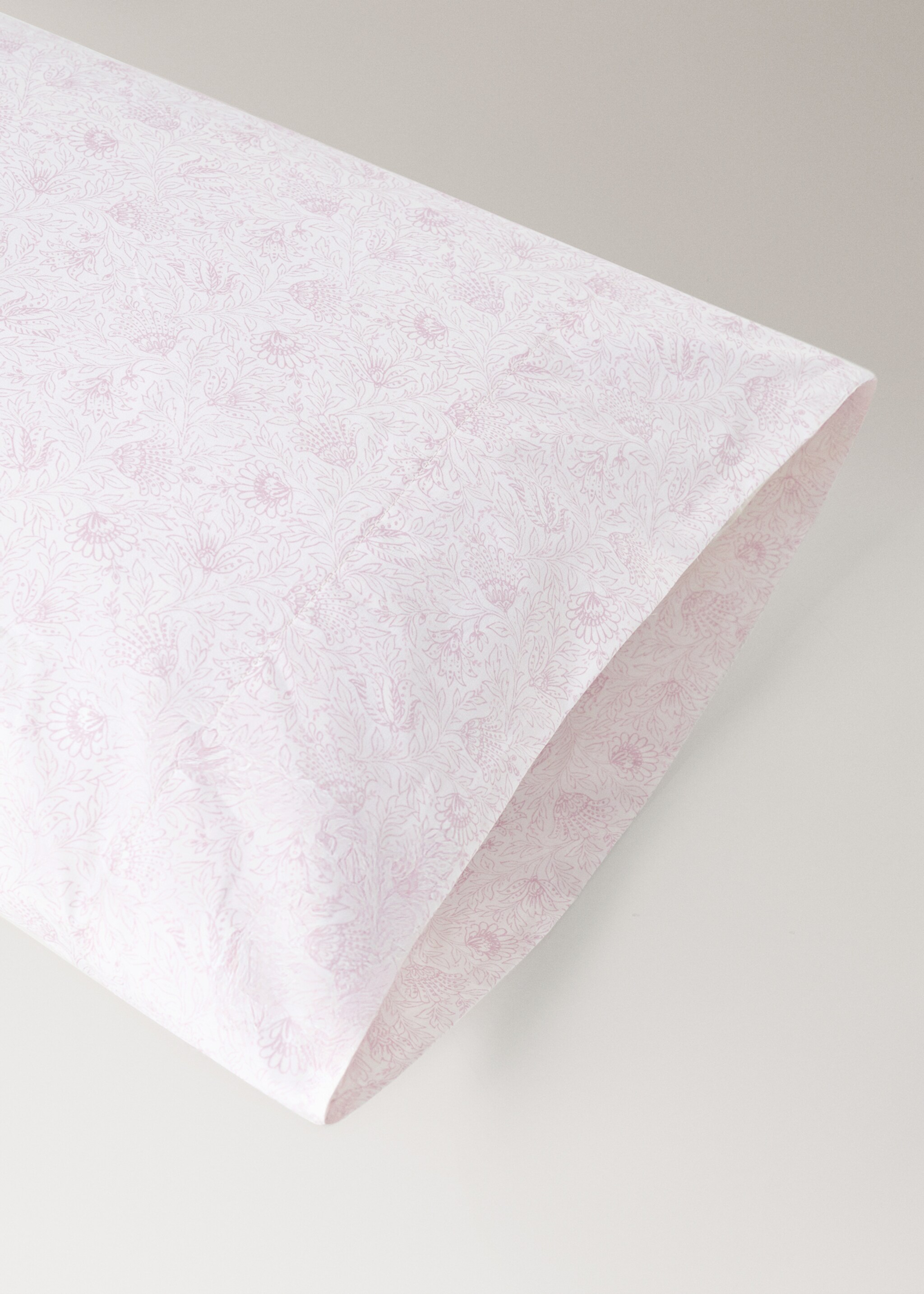 Children's pillowcase in floral cotton percale 45x110 - Details of the article 1, Pastel Pink. Ref: 27004079-00.