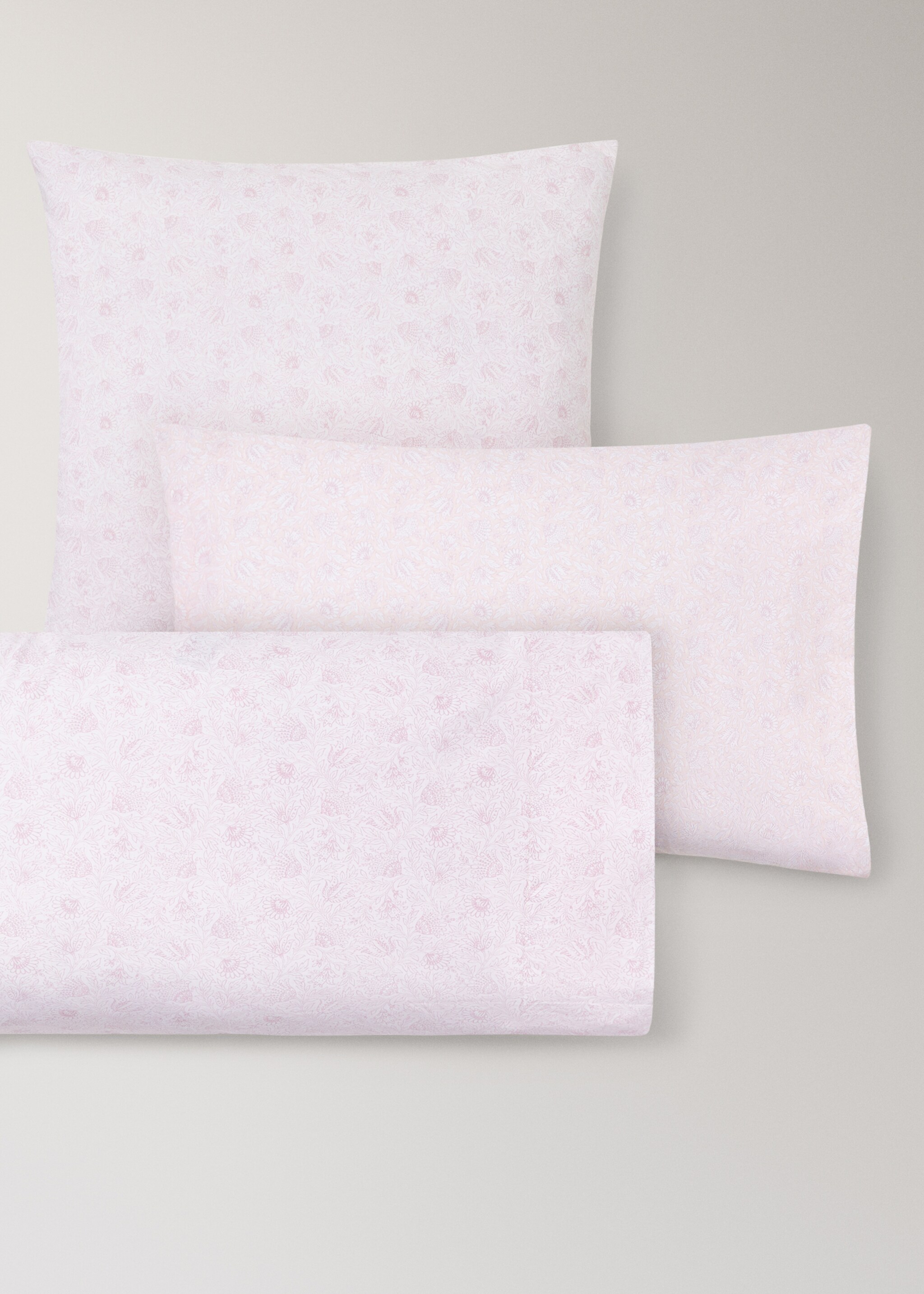 Children's pillowcase cotton percale flowers 50x75 - Details of the article 3, Pastel Pink. Ref: 27004080-00.
