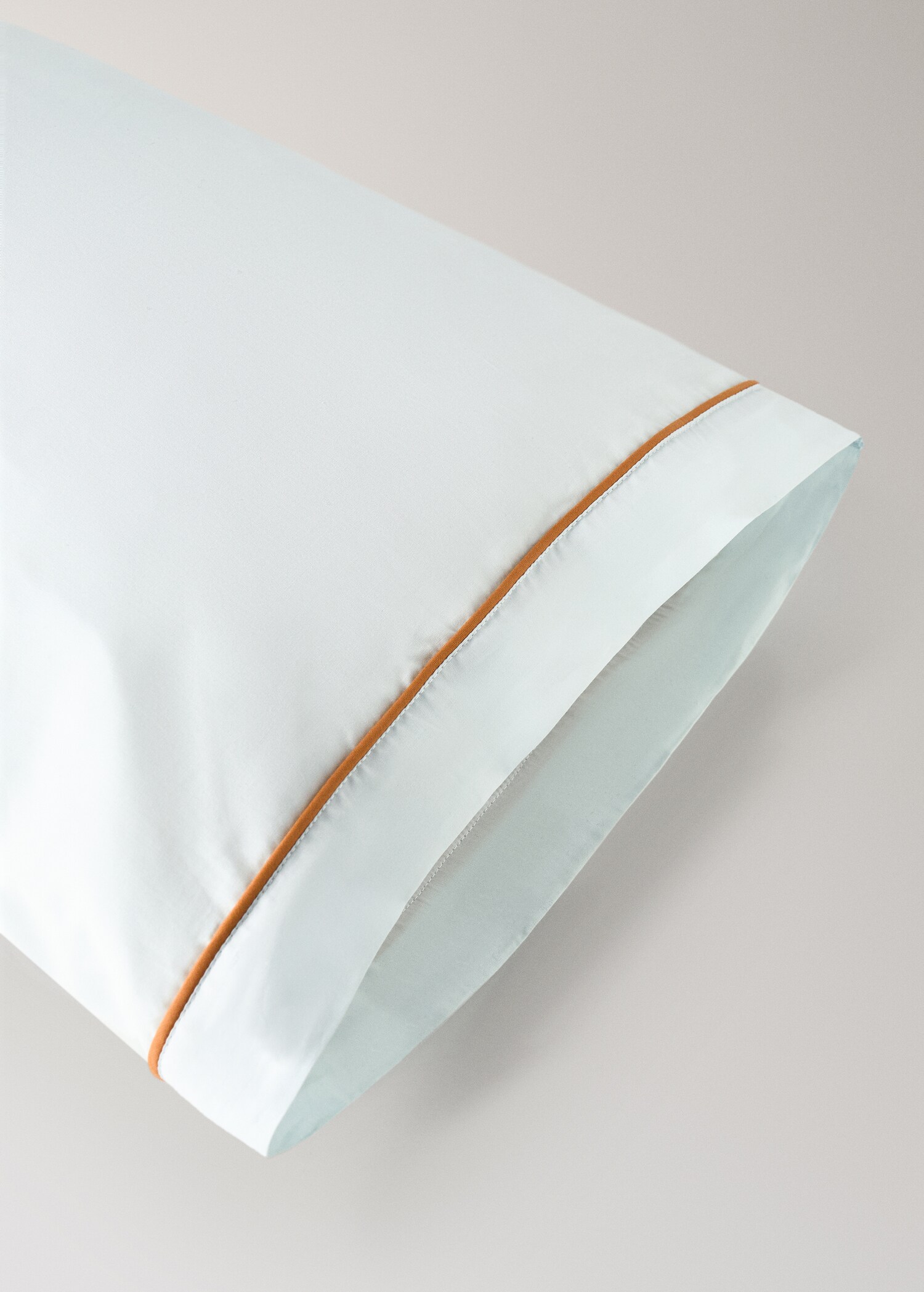 Reversible percale cotton children's pillowcase with contrast piping 45x110 cm - Details of the article 1