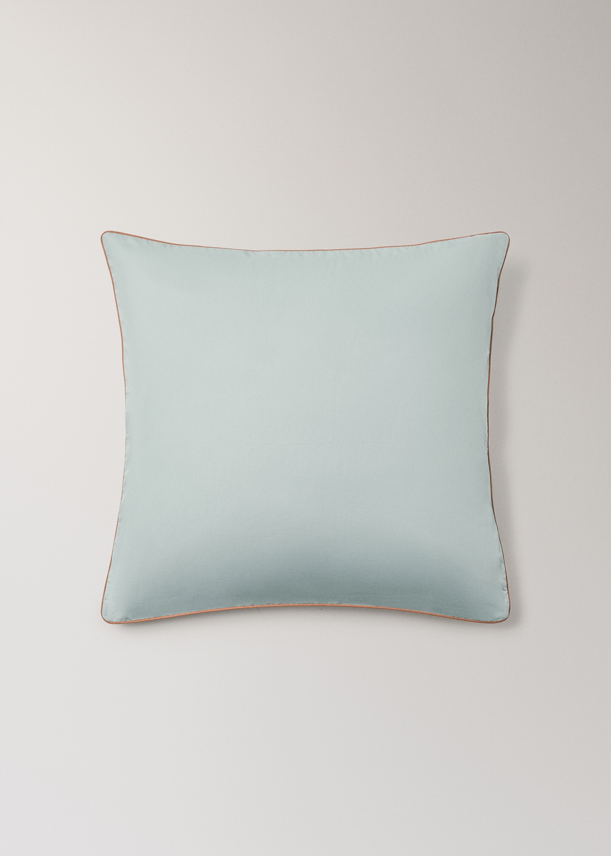 Reversible percale cotton pillowcase with contrasting piping 60x60 cm - Article without model, Aqua Green. Ref: 27004086-00.