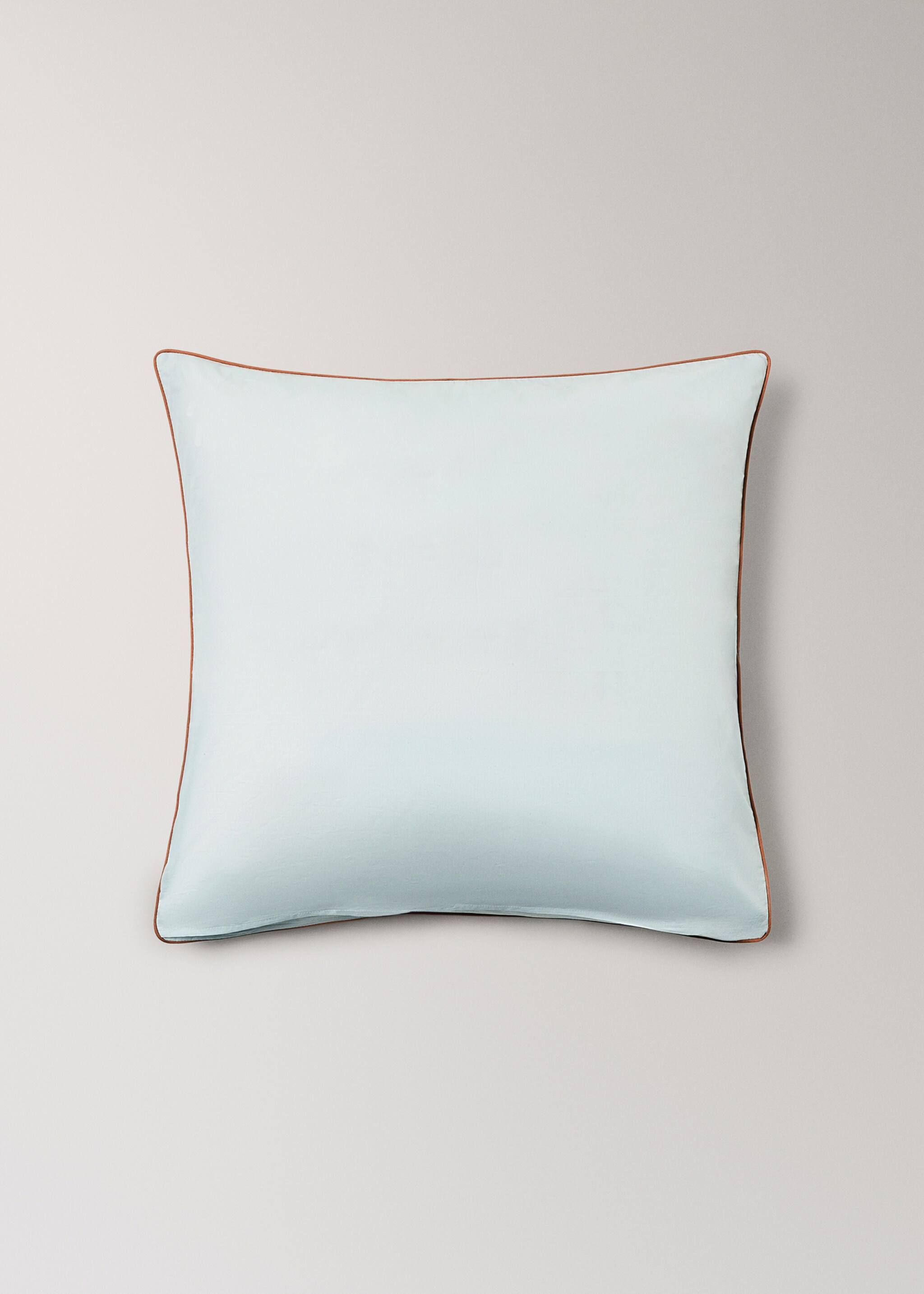 Reversible percale cotton pillowcase with contrasting piping 60x60 cm - Details of the article 3, Aqua Green. Ref: 27004086-00.