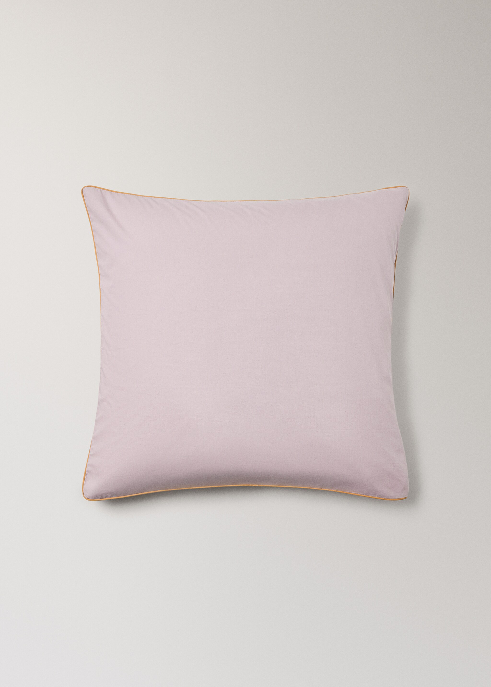 Reversible percale cotton pillowcase with contrasting piping 60x60 cm - Article without model, Light/Pastel Purple. Ref: 27004086-00.