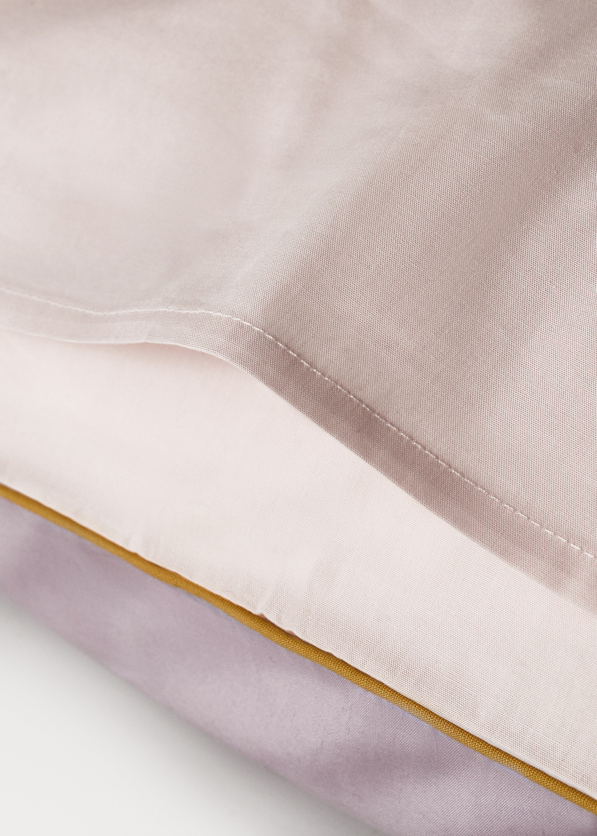Reversible percale cotton pillowcase with contrasting piping 60x60 cm - Details of the article 2, Light/Pastel Purple. Ref: 27004086-00.