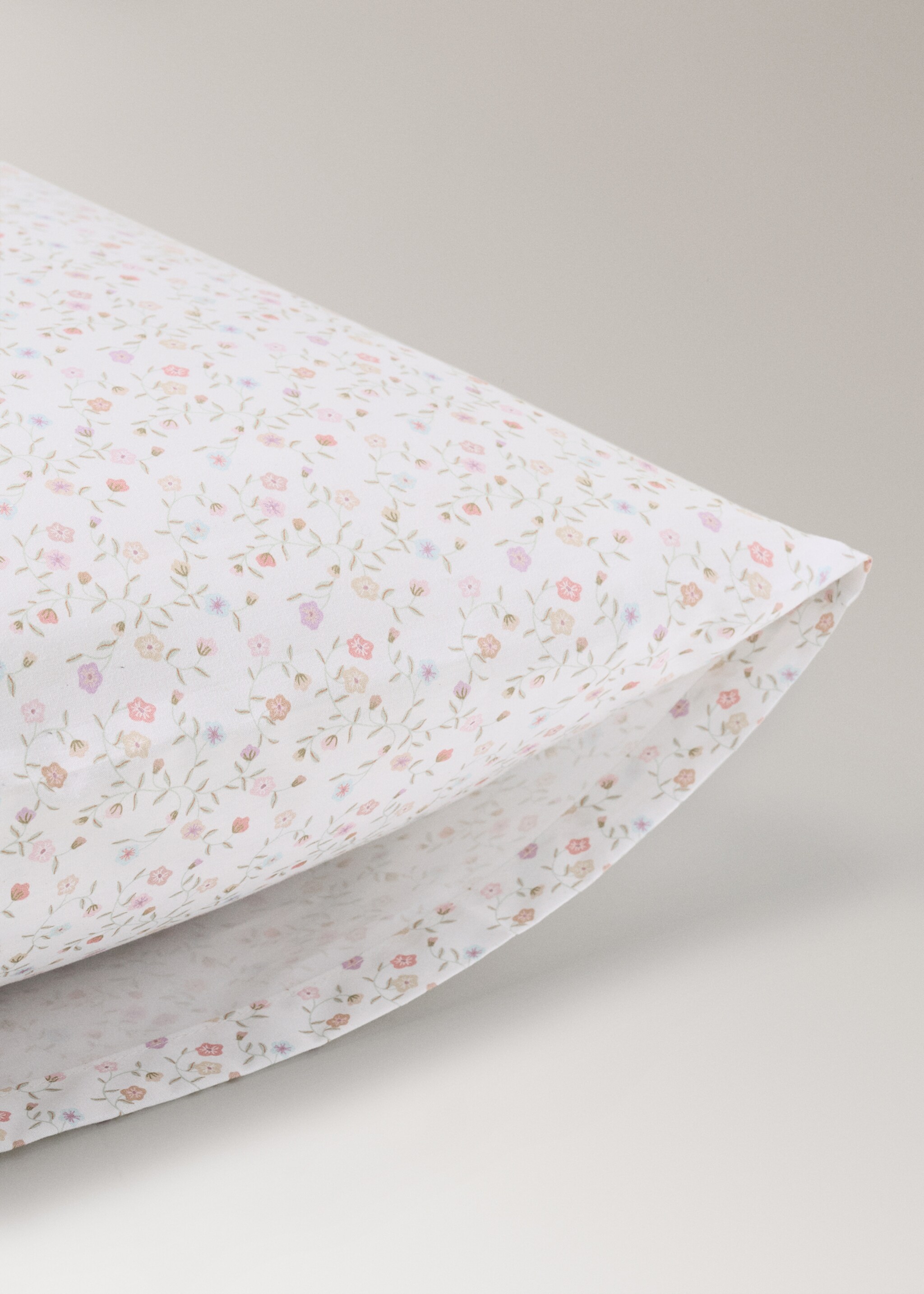 Children's cotton floral pillowcase 50x75 cm - Details of the article 1, Pink. Ref: 27004091-00.
