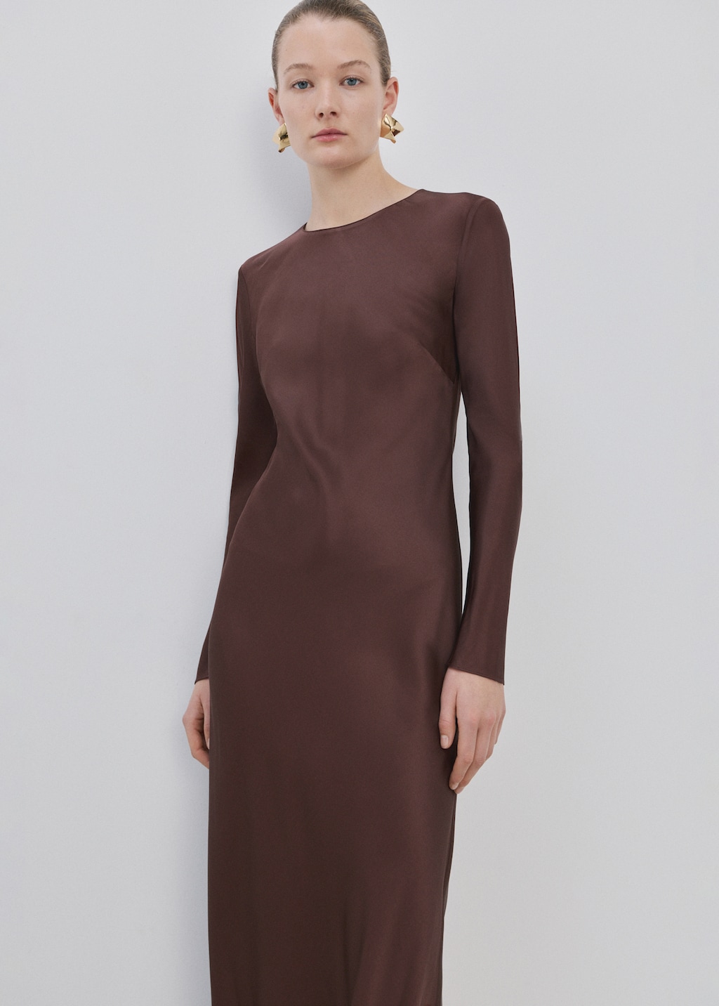 Long flared dress - Brown
