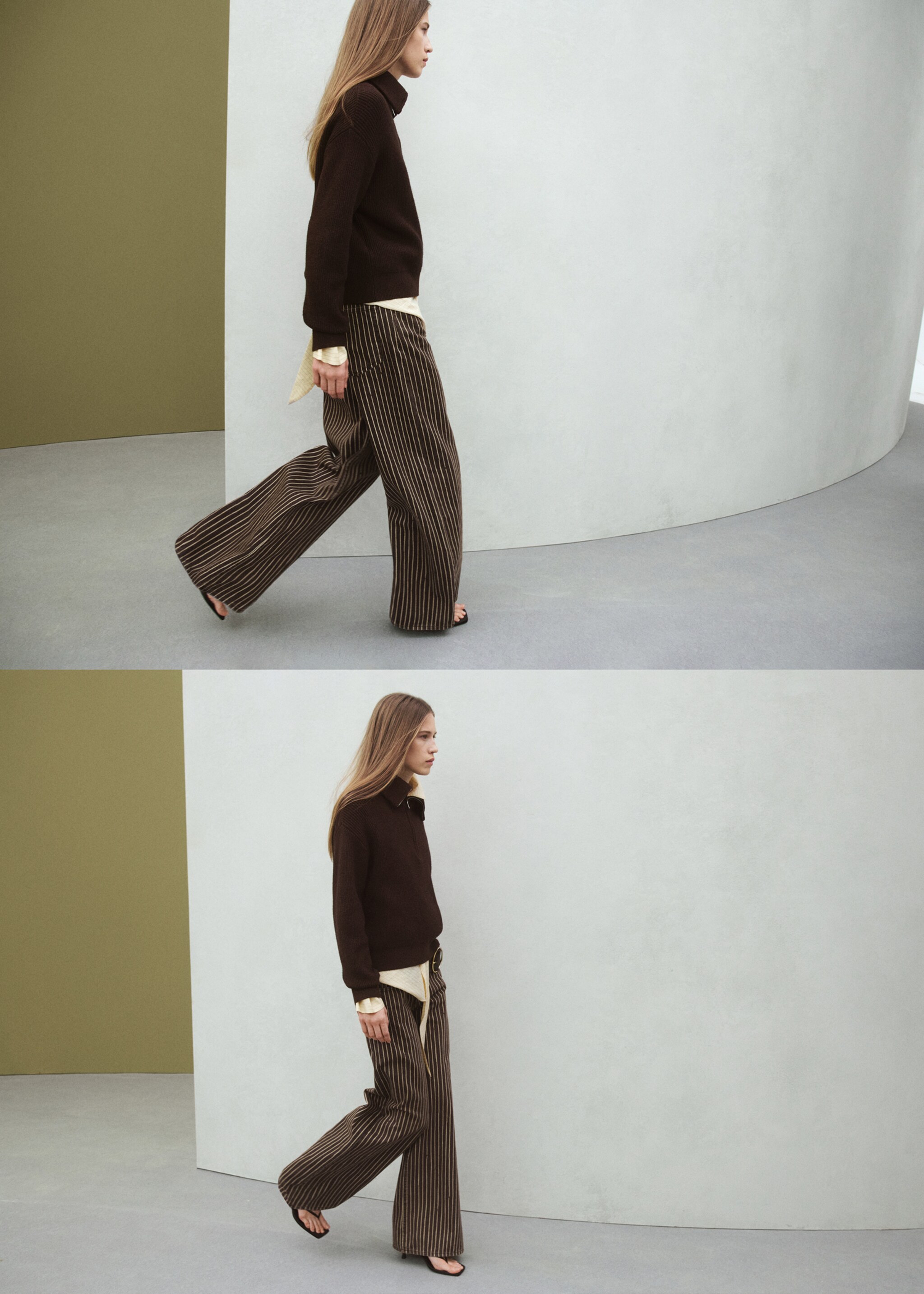 Jean large à rayures - Détail de l'article 1, Chocolat. Ref: 27004104-00.