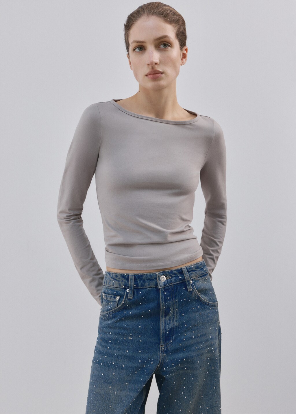 Wide leg jeans with rhinestones - image 4